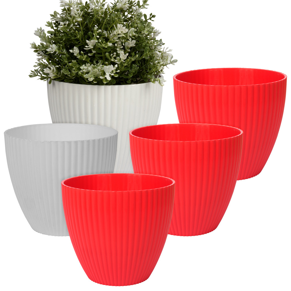 Kuber Industries Flower Pot | Flower Planter Pots for Indoor | Flower Pots for Outdoor | Pot for Garden &amp; Balcony Flowering | Flower Plants Pot | Mega Flower Pot | 6 Inch | Pack of 5 | Multi