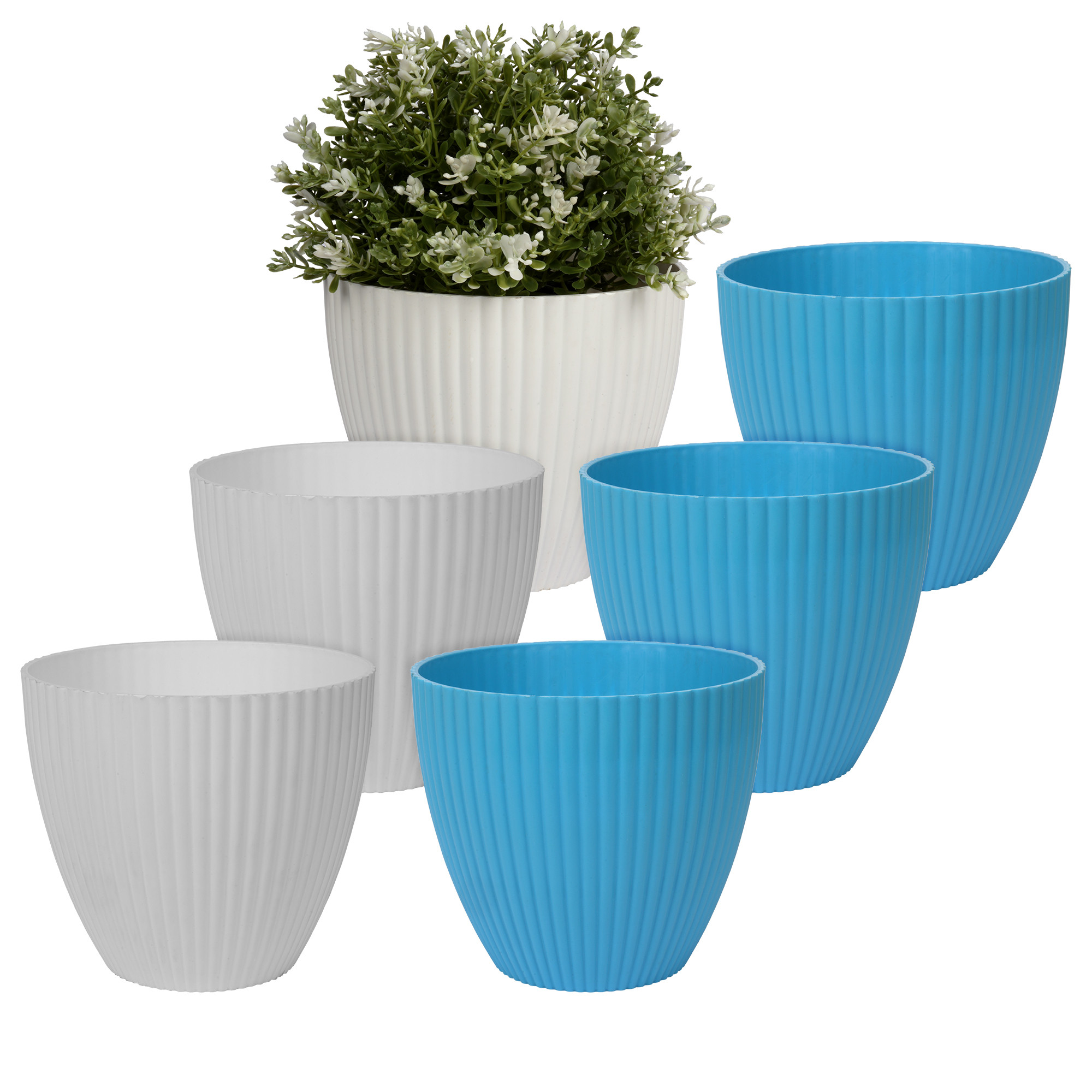 Kuber Industries Flower Pot | Flower Planter Pots for Indoor | Flower Pots for Outdoor | Pot for Garden & Balcony Flowering | Flower Plants Pot | Mega Flower Pot | 6 Inch | Pack of 6 | Multi