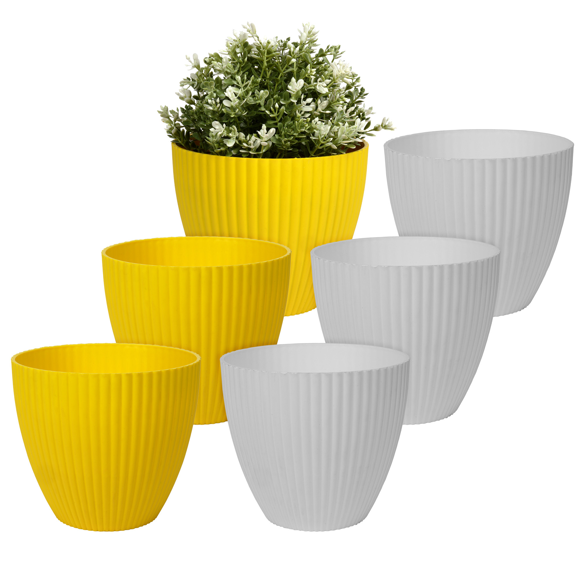 Kuber Industries Flower Pot | Flower Planter Pots for Indoor | Flower Pots for Outdoor | Pot for Garden & Balcony Flowering | Flower Plants Pot | Mega Flower Pot | 6 Inch | Pack of 6 | Multi