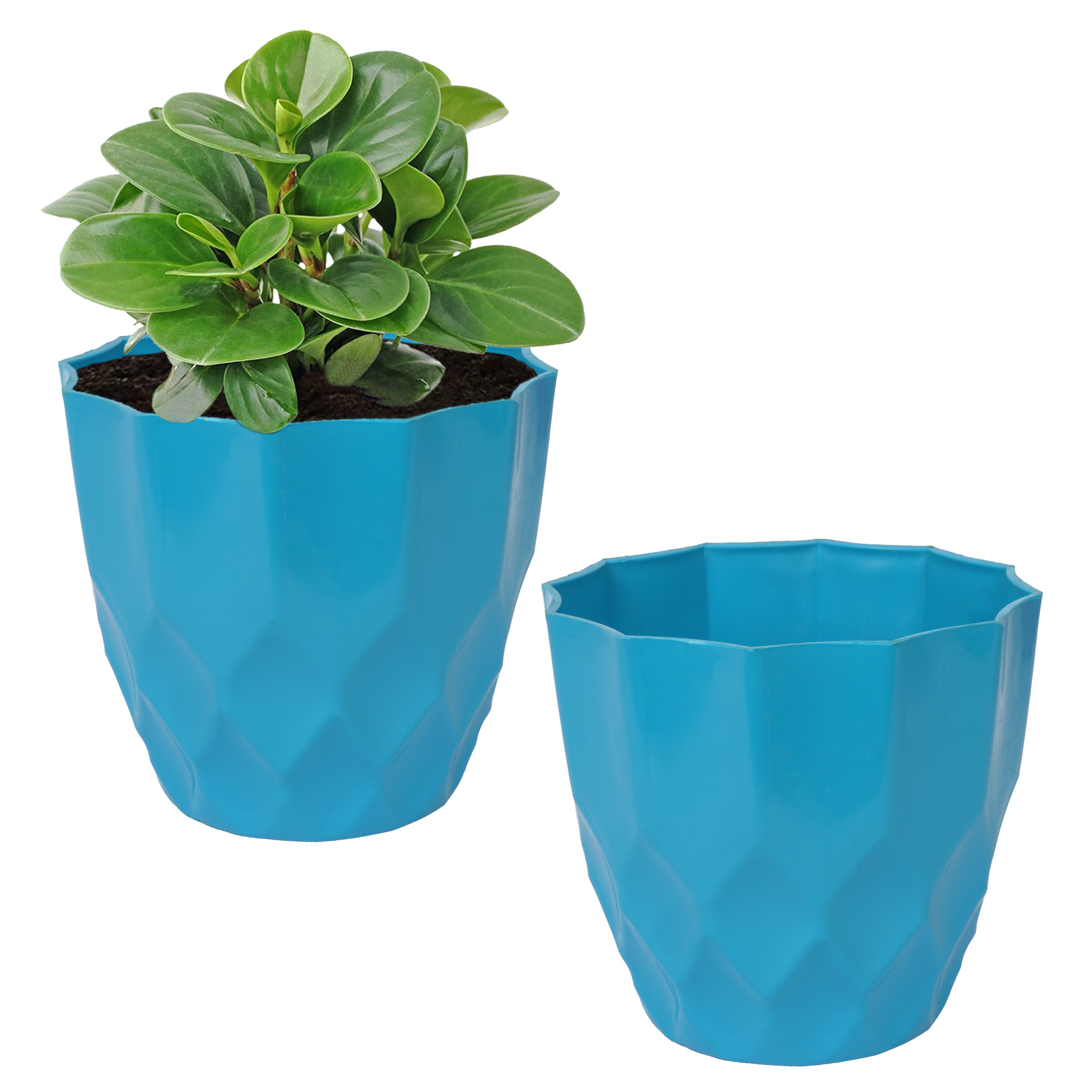 Kuber Industries Flower Pot | Flower Planter Pots for Indoor | Flower Pots for Outdoor | Pot for Garden & Balcony Flowering | Flower Plants Pot | Barfi Flower Pot | 6 Inch | Blue