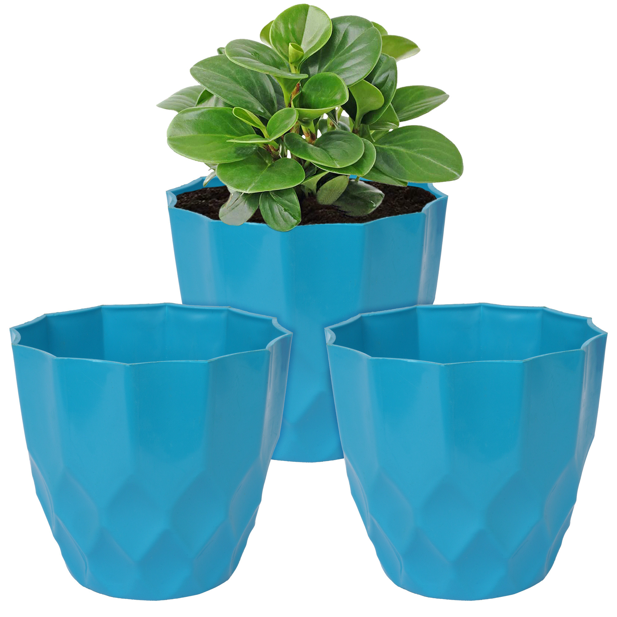 Kuber Industries Flower Pot | Flower Planter Pots for Indoor | Flower Pots for Outdoor | Pot for Garden & Balcony Flowering | Flower Plants Pot | Barfi Flower Pot | 6 Inch | Blue