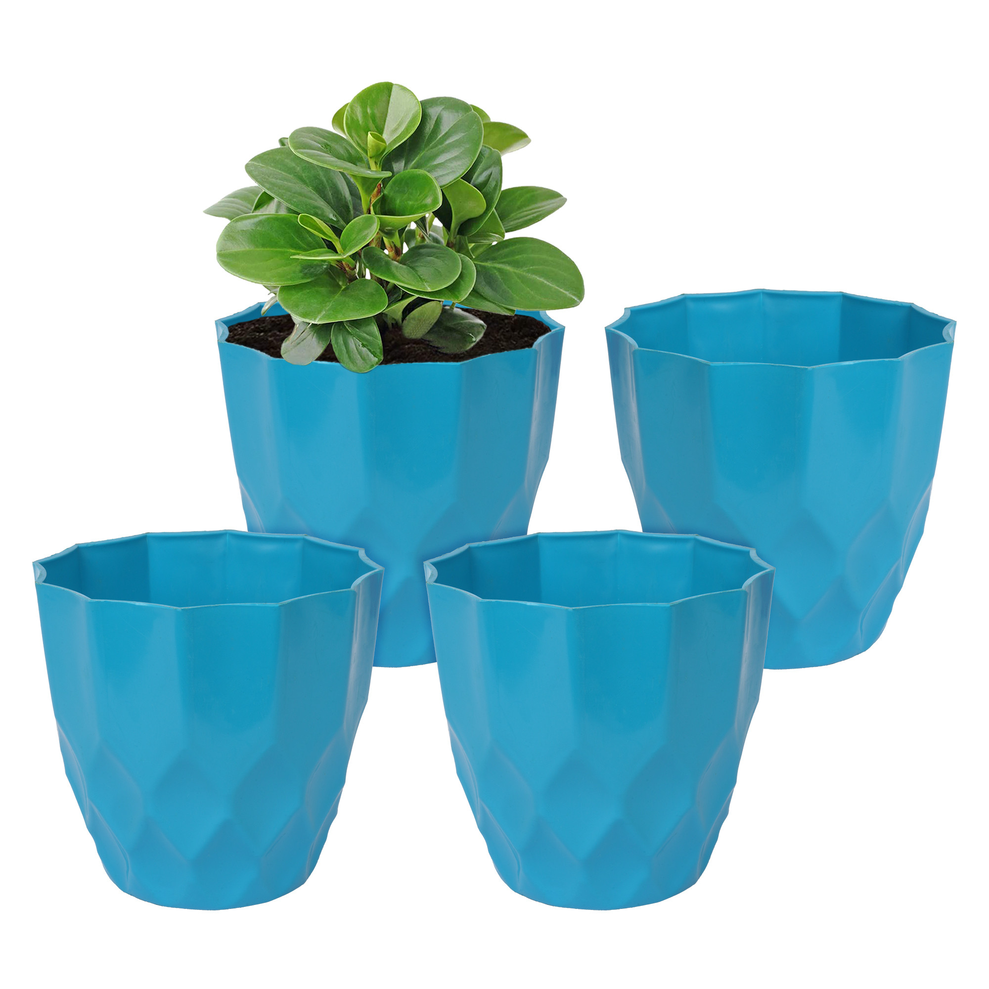 Kuber Industries Flower Pot | Flower Planter Pots for Indoor | Flower Pots for Outdoor | Pot for Garden & Balcony Flowering | Flower Plants Pot | Barfi Flower Pot | 6 Inch | Blue