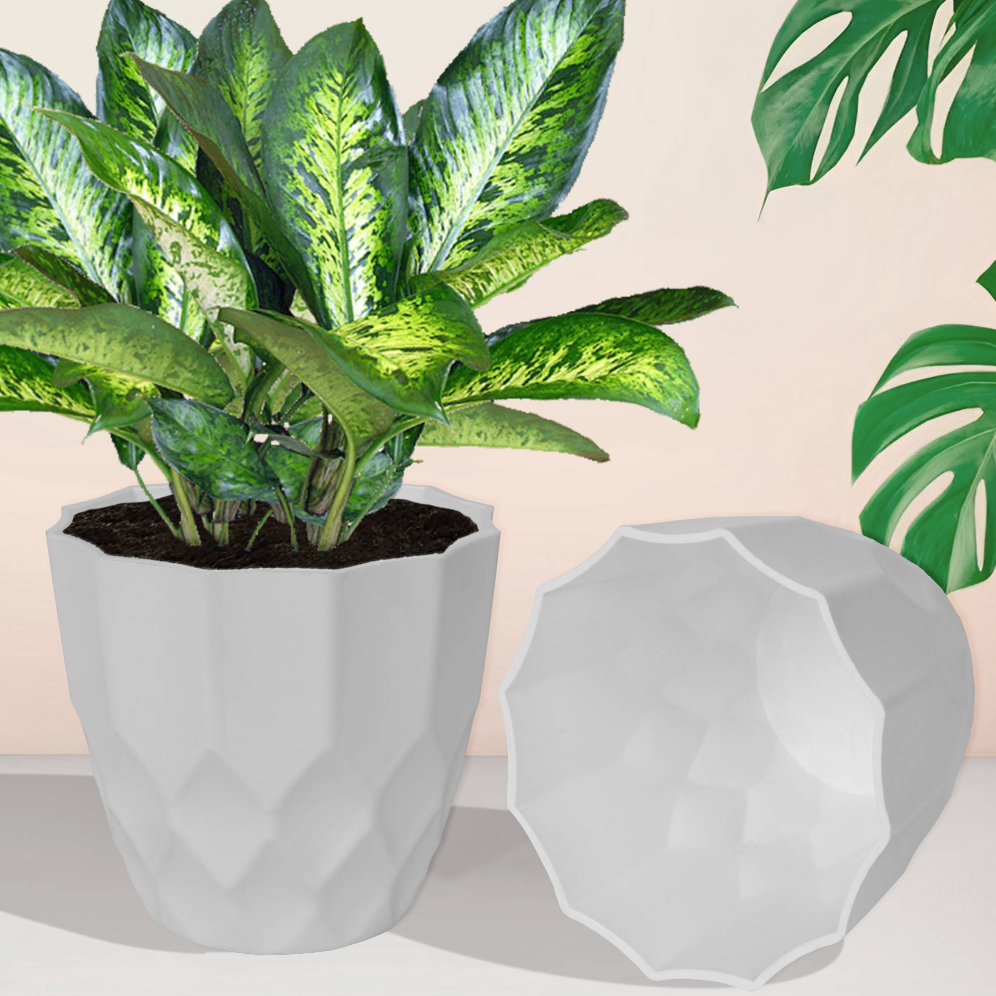 Kuber Industries Flower Pot | Flower Planter Pots for Indoor | Flower Pots for Outdoor | Pot for Garden & Balcony Flowering | Flower Plants Pot | Barfi Flower Pot | 6 Inch | White