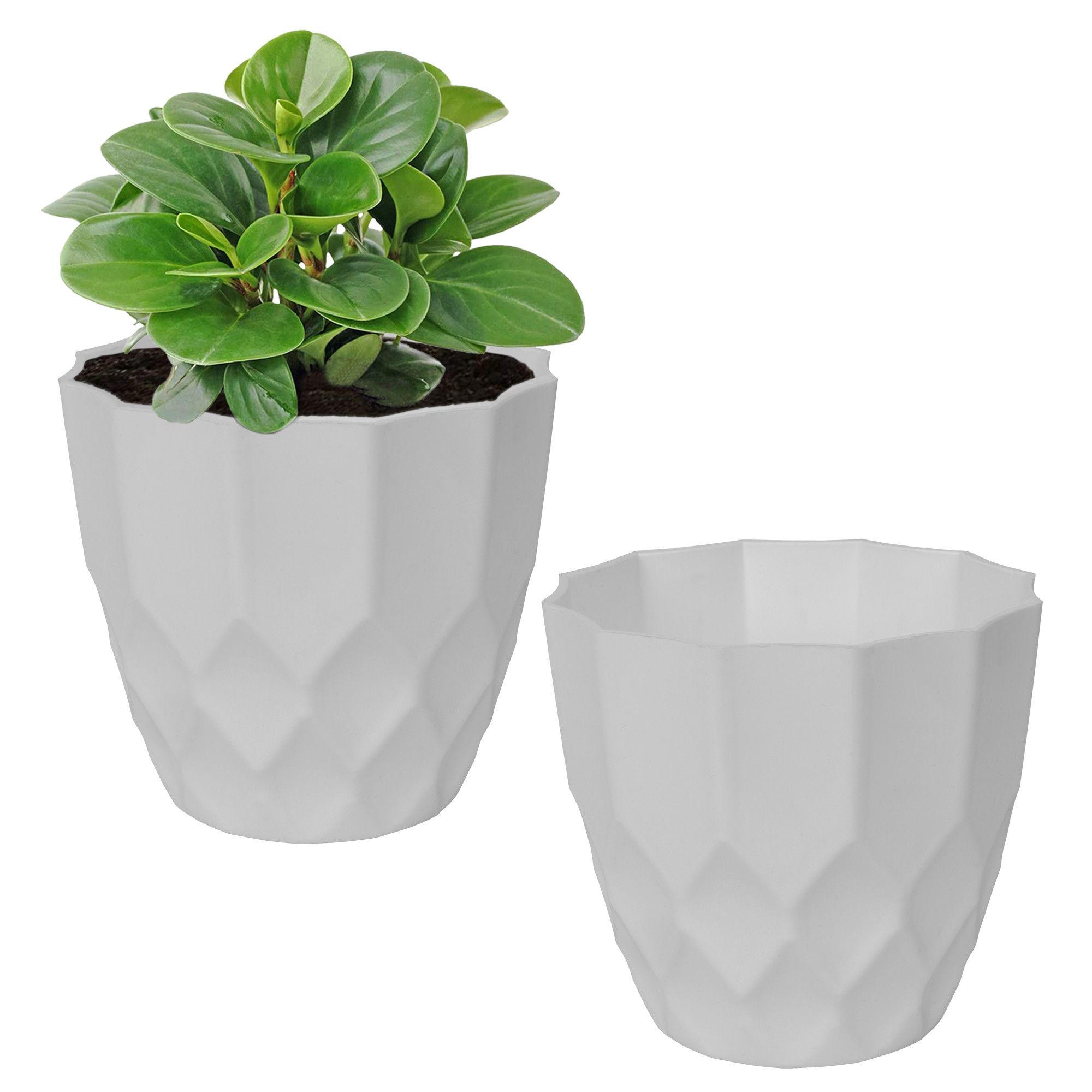 Kuber Industries Flower Pot | Flower Planter Pots for Indoor | Flower Pots for Outdoor | Pot for Garden & Balcony Flowering | Flower Plants Pot | Barfi Flower Pot | 6 Inch | White