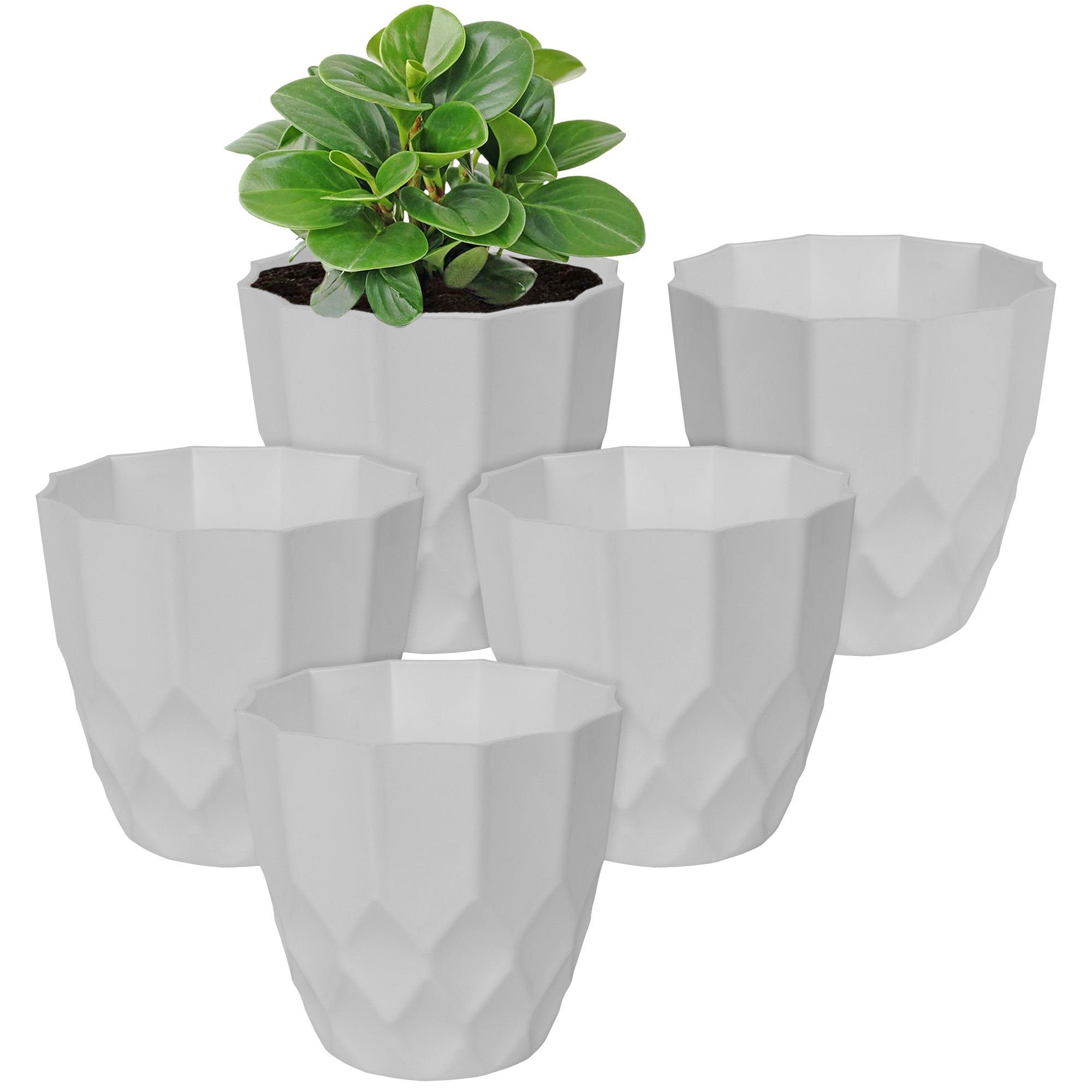 Kuber Industries Flower Pot | Flower Planter Pots for Indoor | Flower Pots for Outdoor | Pot for Garden & Balcony Flowering | Flower Plants Pot | Barfi Flower Pot | 6 Inch | White