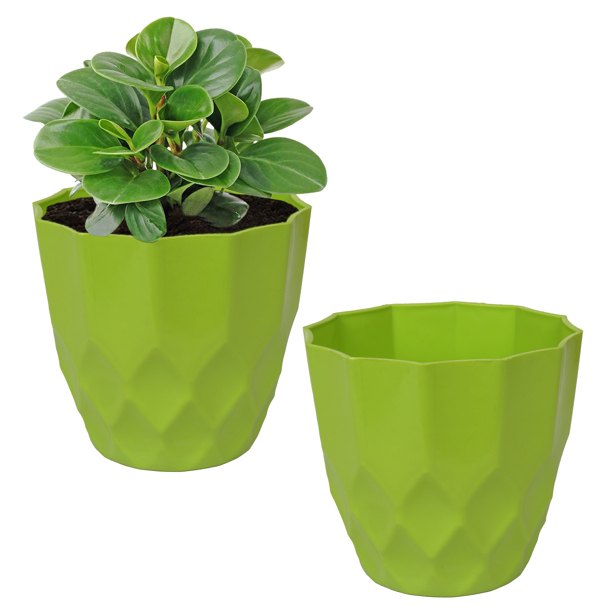 Kuber Industries Flower Pot | Flower Planter Pots for Indoor | Flower Pots for Outdoor | Pot for Garden & Balcony Flowering | Flower Plants Pot | Barfi Flower Pot | 6 Inch | Green