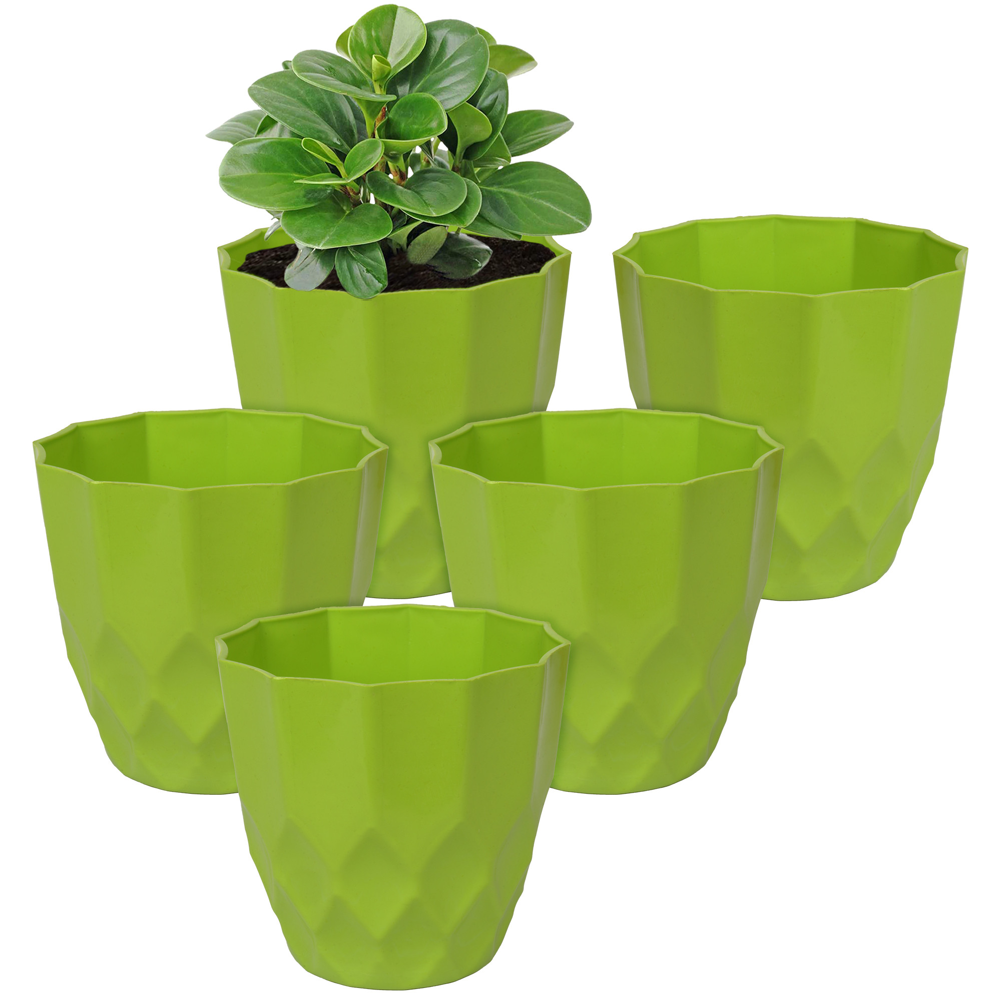 Kuber Industries Flower Pot | Flower Planter Pots for Indoor | Flower Pots for Outdoor | Pot for Garden & Balcony Flowering | Flower Plants Pot | Barfi Flower Pot | 6 Inch | Green