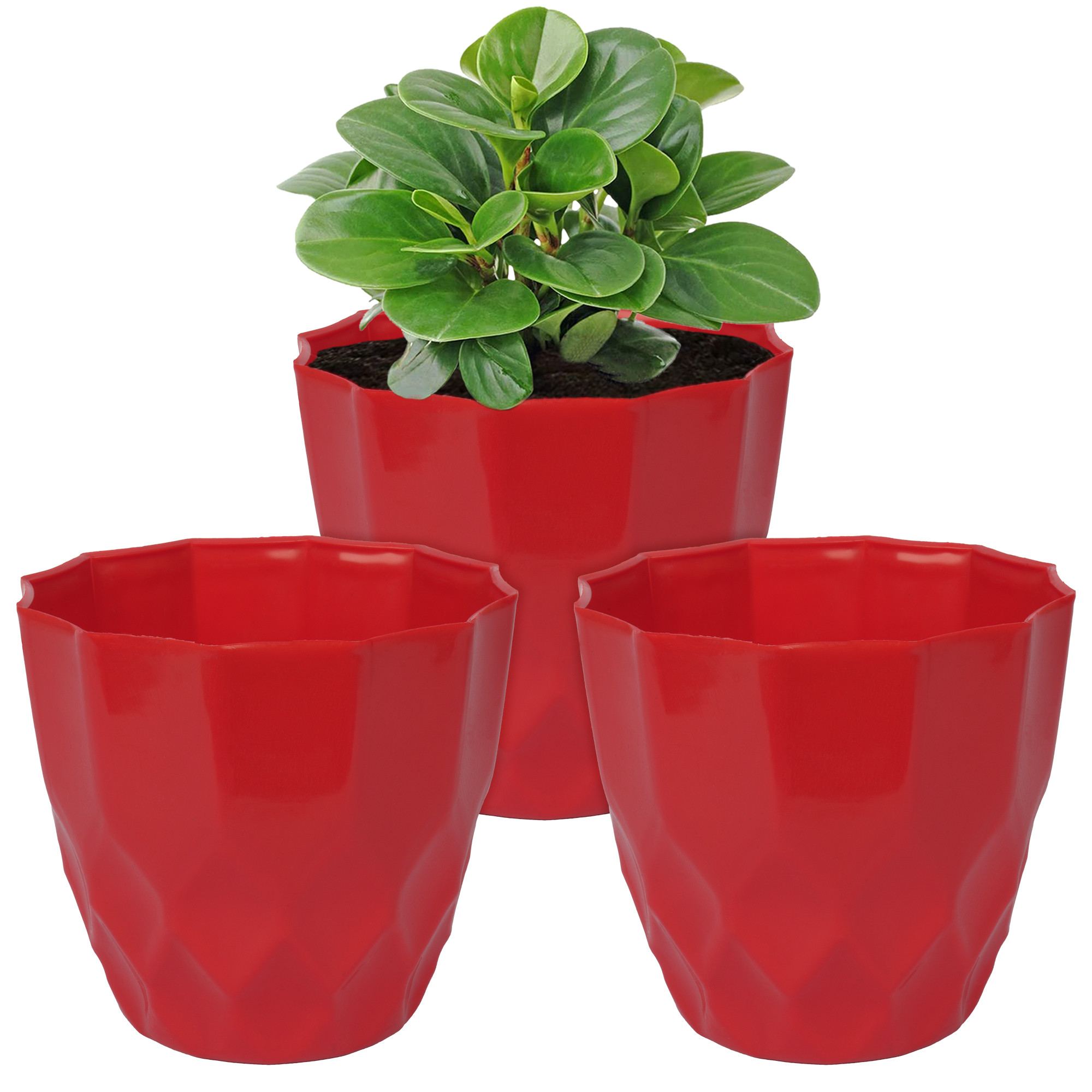 Kuber Industries Flower Pot | Flower Planter Pots for Indoor | Flower Pots for Outdoor | Pot for Garden & Balcony Flowering | Flower Plants Pot | Barfi Flower Pot | 6 Inch | Red