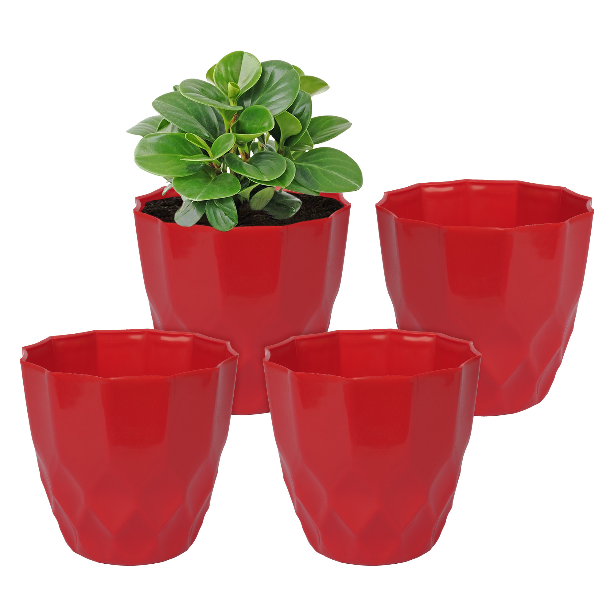 Kuber Industries Flower Pot | Flower Planter Pots for Indoor | Flower Pots for Outdoor | Pot for Garden & Balcony Flowering | Flower Plants Pot | Barfi Flower Pot | 6 Inch | Red