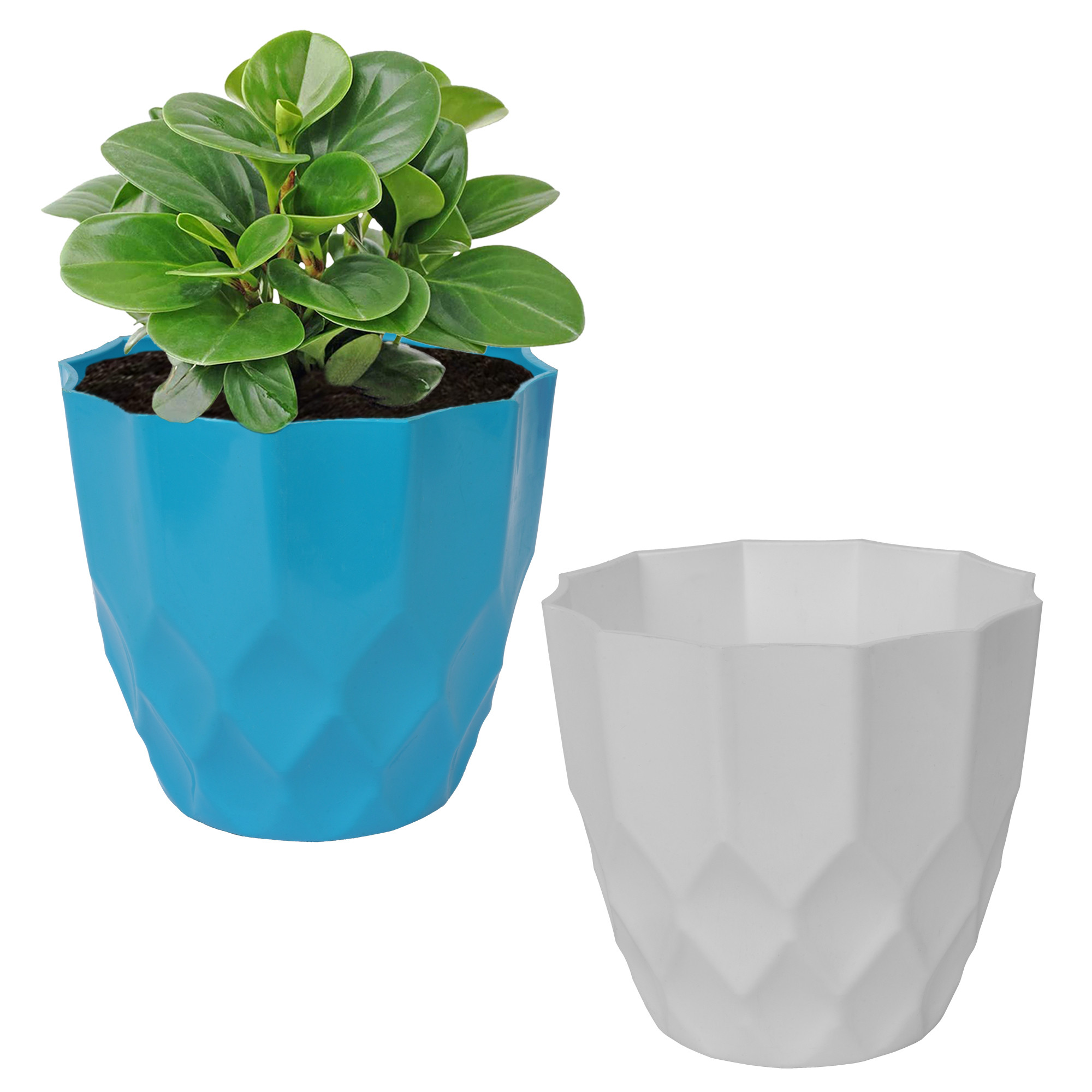 Kuber Industries Flower Pot | Flower Planter Pots for Indoor | Flower Pots for Outdoor | Pot for Garden & Balcony Flowering | Flower Plants Pot | Barfi Flower Pot | 6 Inch | Pack of 2 | Multi