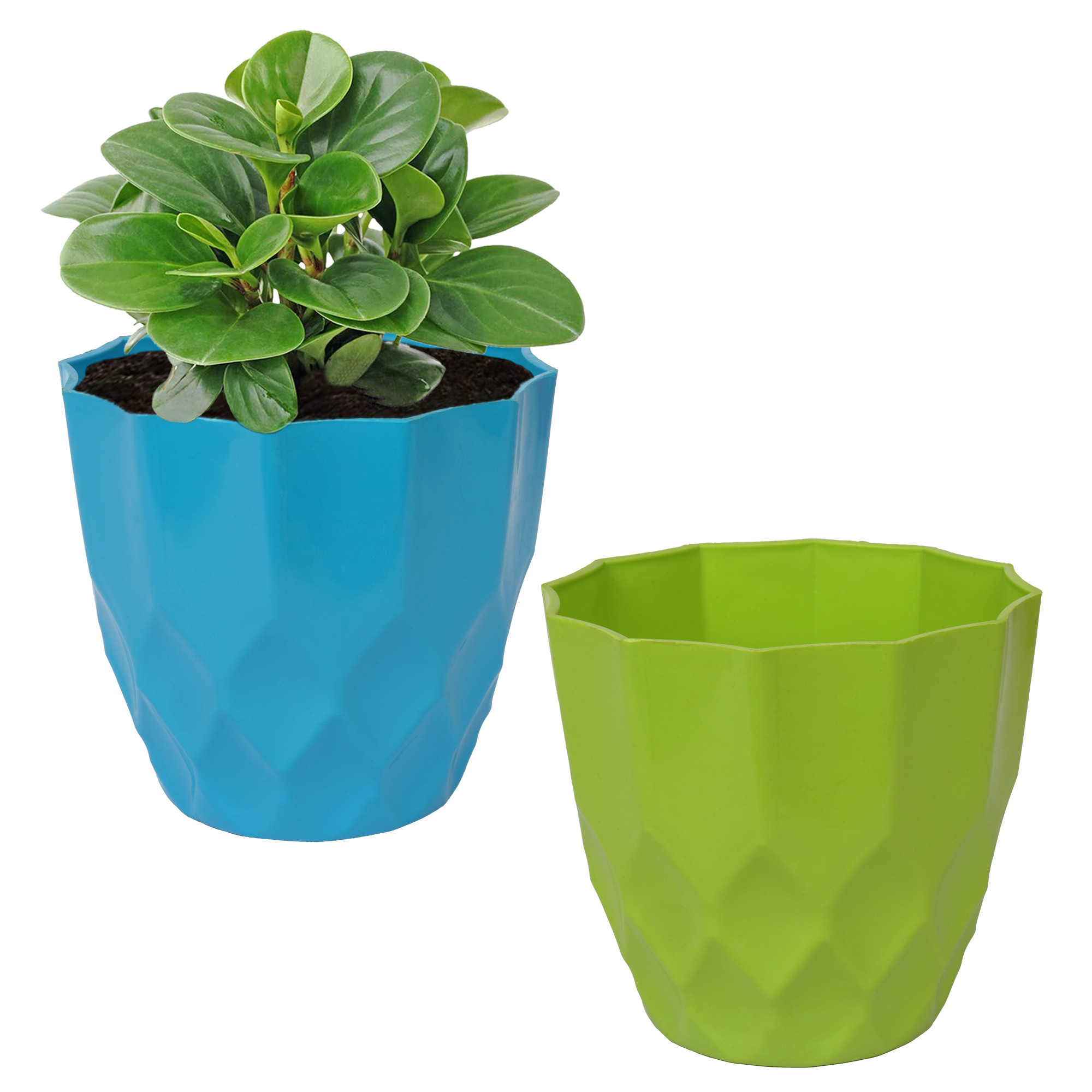 Kuber Industries Flower Pot | Flower Planter Pots for Indoor | Flower Pots for Outdoor | Pot for Garden & Balcony Flowering | Flower Plants Pot | Barfi Flower Pot | 6 Inch | Pack of 2 | Multi