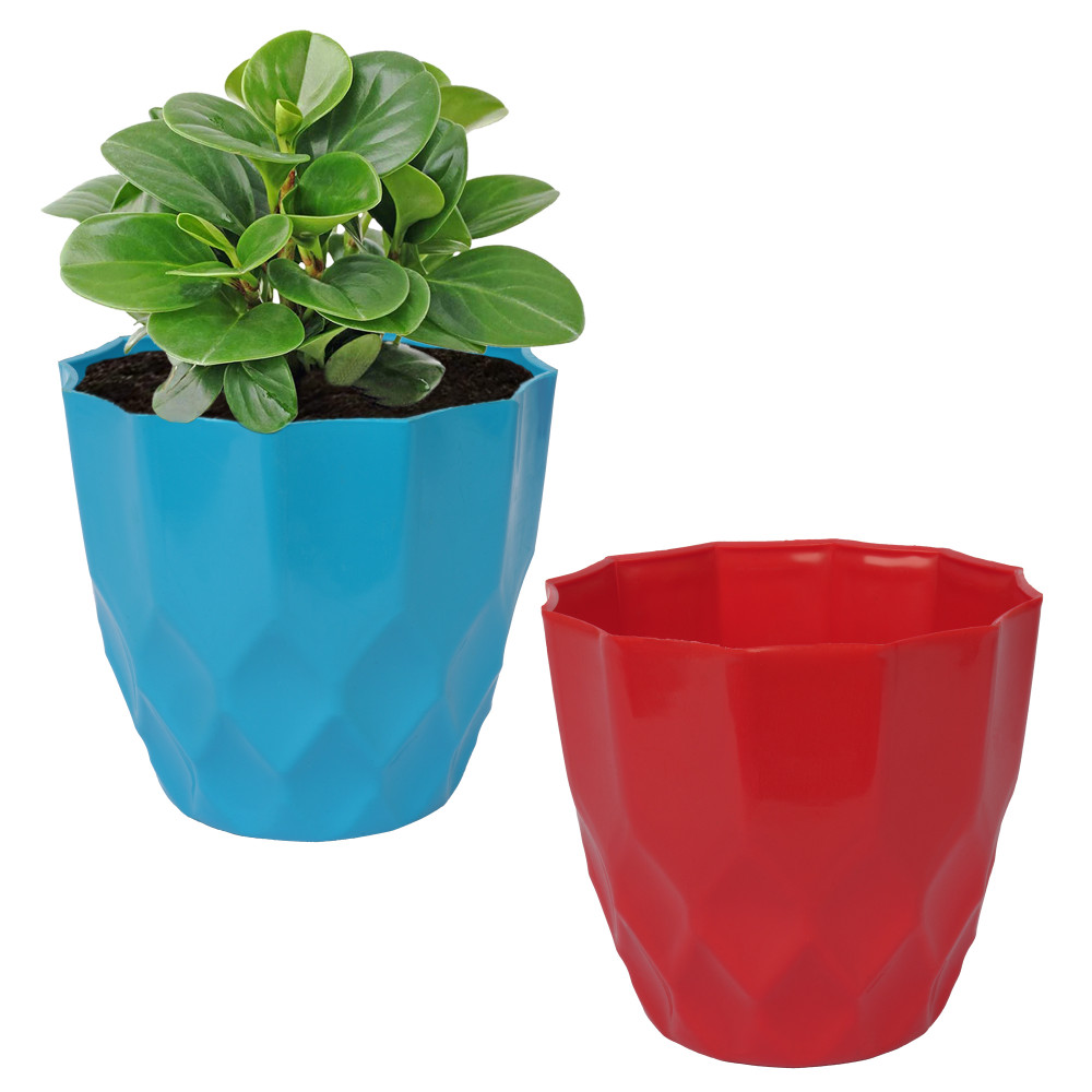 Kuber Industries Flower Pot | Flower Planter Pots for Indoor | Flower Pots for Outdoor | Pot for Garden &amp; Balcony Flowering | Flower Plants Pot | Barfi Flower Pot | 6 Inch | Pack of 2 | Multi