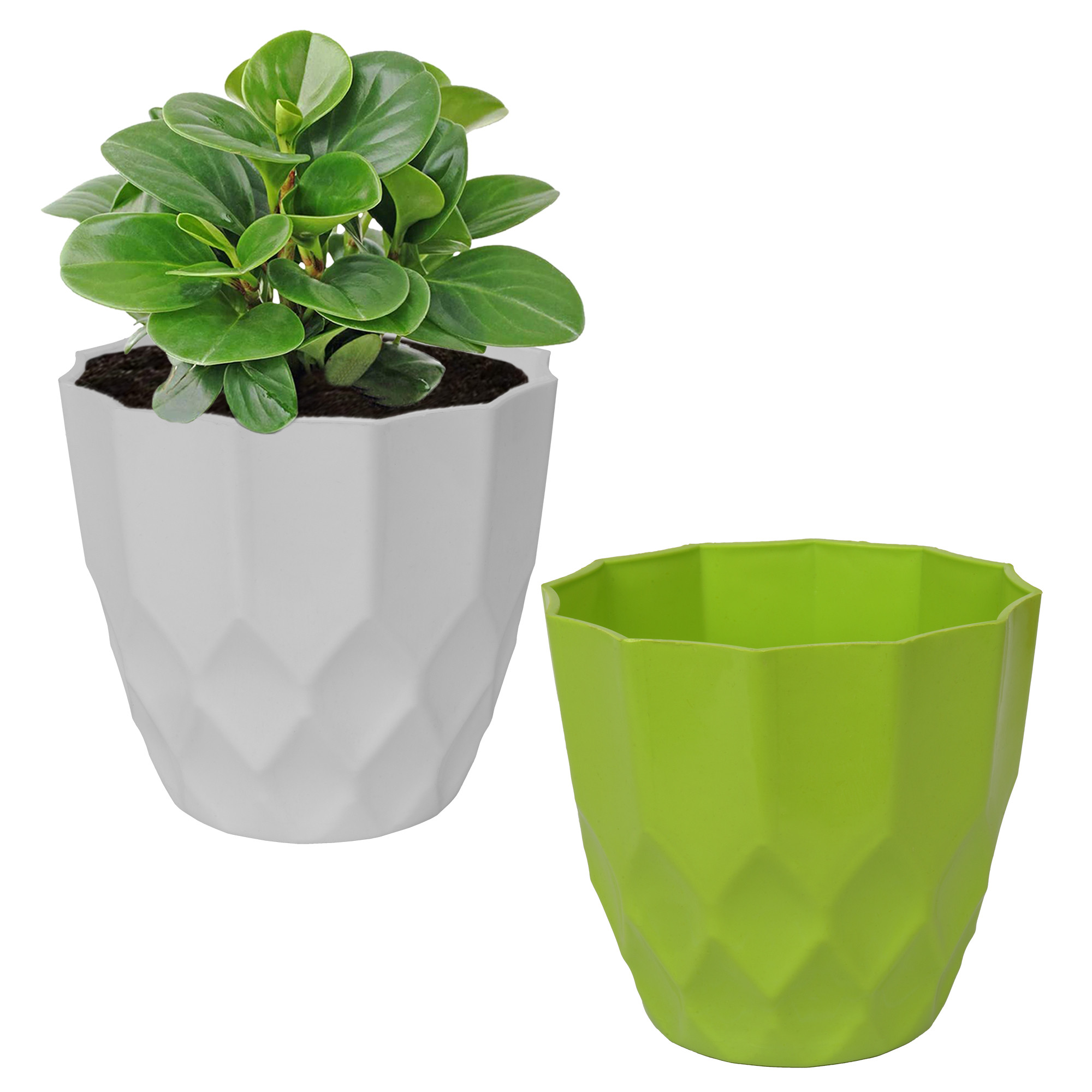 Kuber Industries Flower Pot | Flower Planter Pots for Indoor | Flower Pots for Outdoor | Pot for Garden & Balcony Flowering | Flower Plants Pot | Barfi Flower Pot | 6 Inch | Pack of 2 | Multi