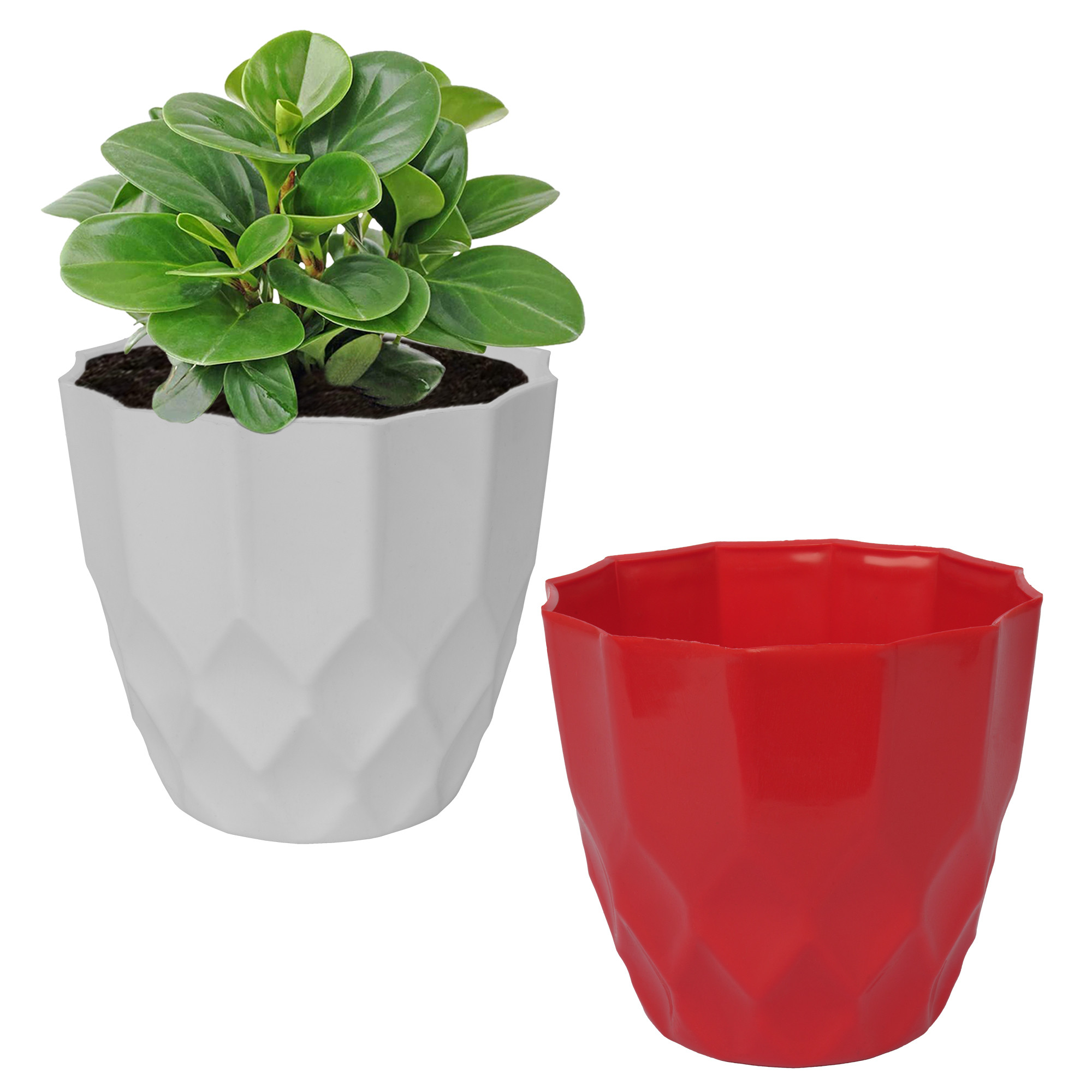 Kuber Industries Flower Pot | Flower Planter Pots for Indoor | Flower Pots for Outdoor | Pot for Garden & Balcony Flowering | Flower Plants Pot | Barfi Flower Pot | 6 Inch | Pack of 2 | Multi