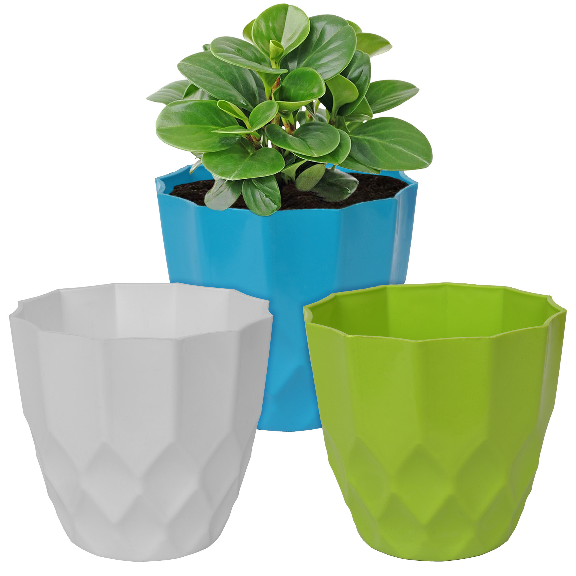 Kuber Industries Flower Pot | Flower Planter Pots for Indoor | Flower Pots for Outdoor | Pot for Garden & Balcony Flowering | Flower Plants Pot | Barfi Flower Pot | 6 Inch | Pack of 3 | Multi