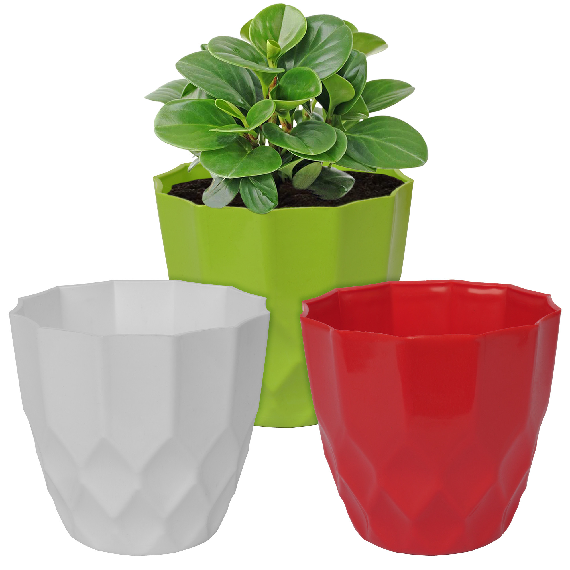 Kuber Industries Flower Pot | Flower Planter Pots for Indoor | Flower Pots for Outdoor | Pot for Garden & Balcony Flowering | Flower Plants Pot | Barfi Flower Pot | 6 Inch | Pack of 3 | Multi