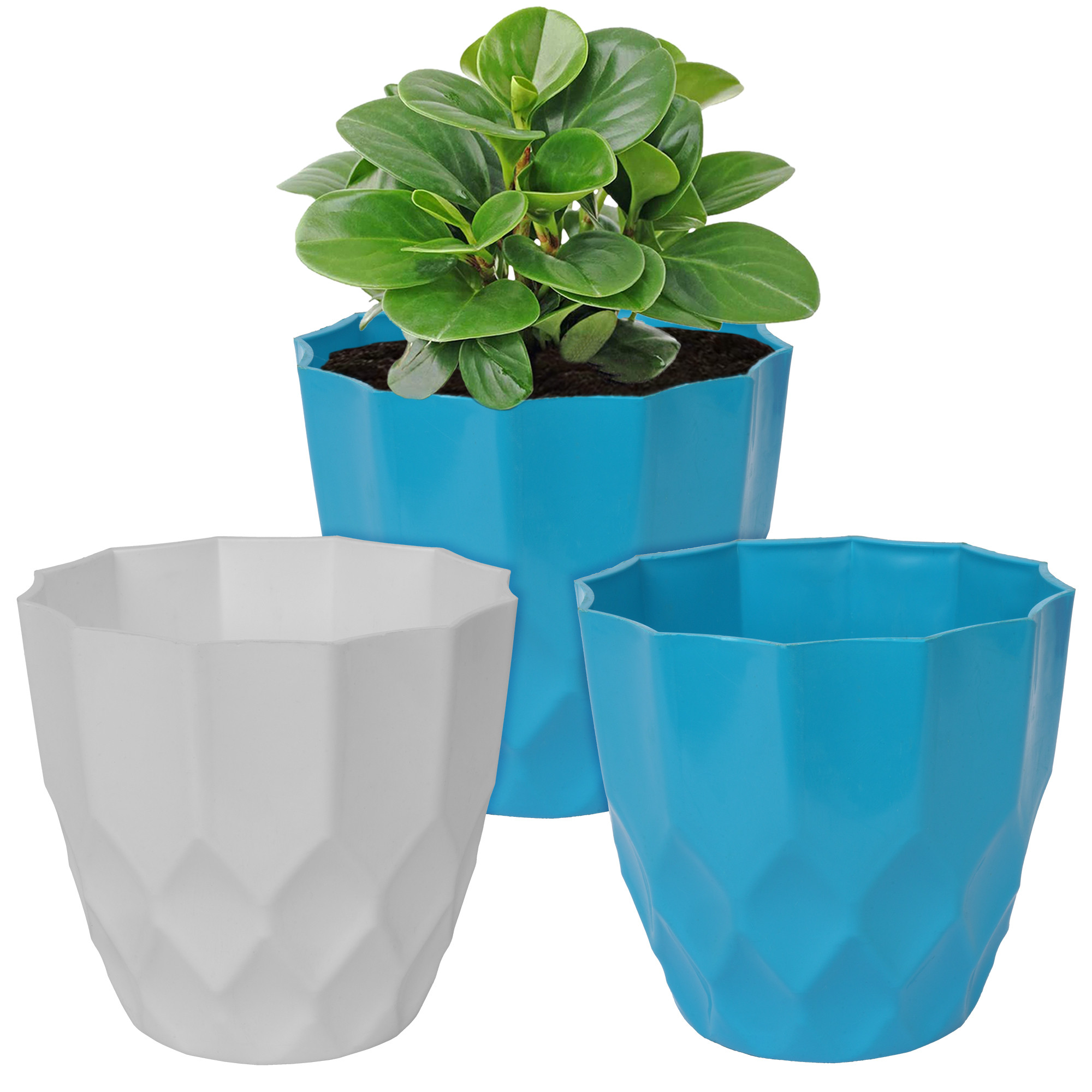 Kuber Industries Flower Pot | Flower Planter Pots for Indoor | Flower Pots for Outdoor | Pot for Garden & Balcony Flowering | Flower Plants Pot | Barfi Flower Pot | 6 Inch | Pack of 3 | Multi