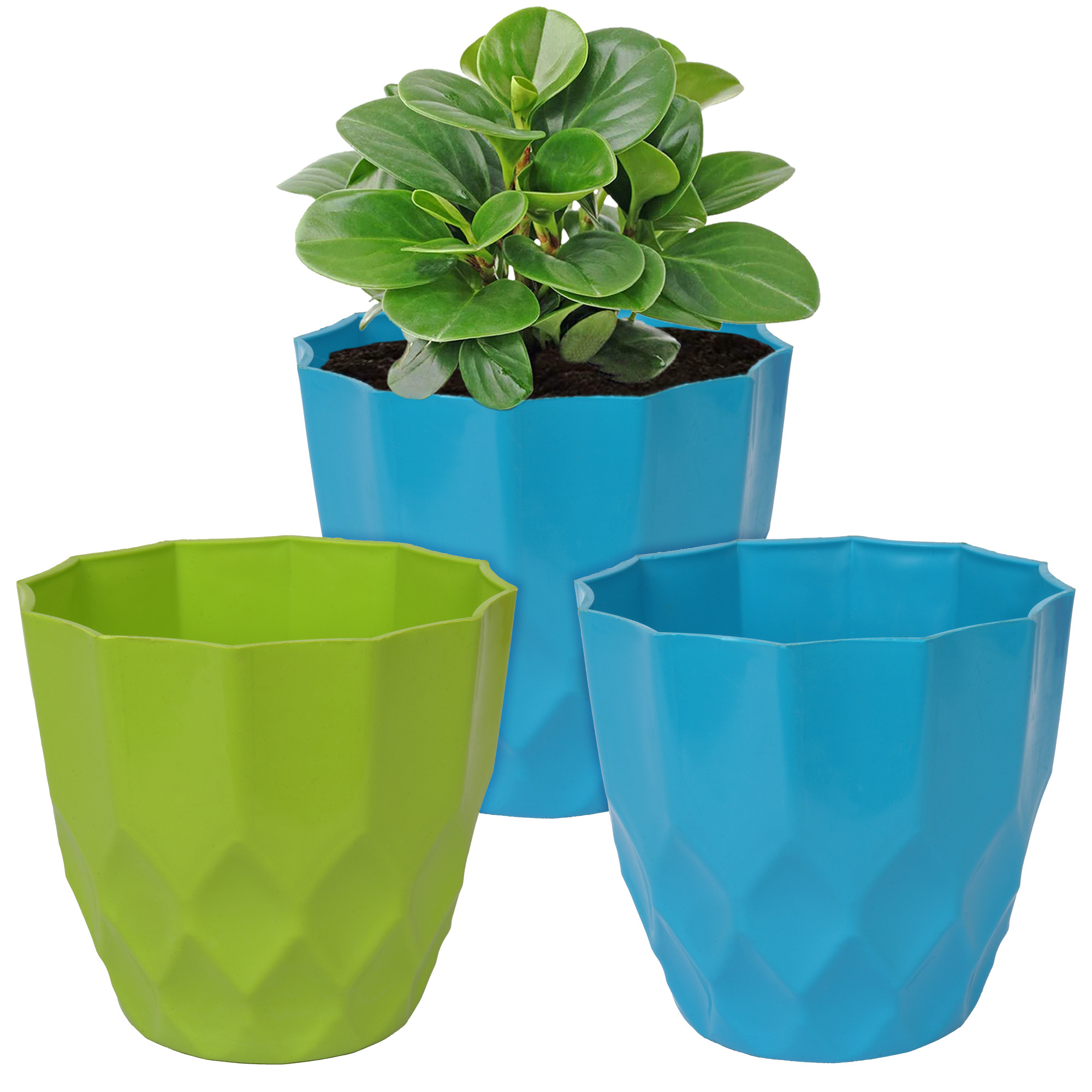 Kuber Industries Flower Pot | Flower Planter Pots for Indoor | Flower Pots for Outdoor | Pot for Garden & Balcony Flowering | Flower Plants Pot | Barfi Flower Pot | 6 Inch | Pack of 3 | Multi