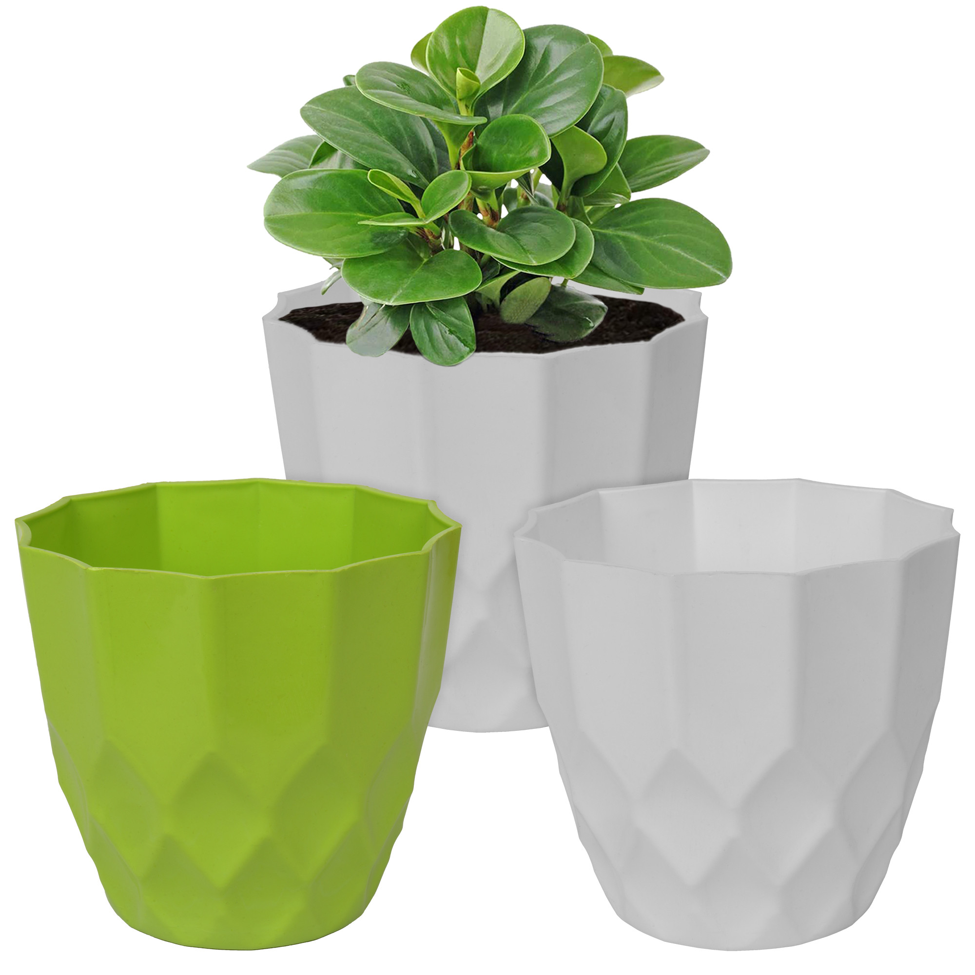 Kuber Industries Flower Pot | Flower Planter Pots for Indoor | Flower Pots for Outdoor | Pot for Garden & Balcony Flowering | Flower Plants Pot | Barfi Flower Pot | 6 Inch | Pack of 3 | Multi