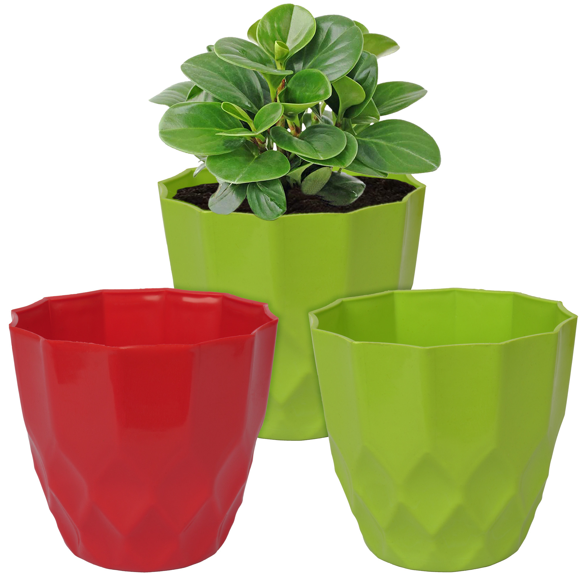 Kuber Industries Flower Pot | Flower Planter Pots for Indoor | Flower Pots for Outdoor | Pot for Garden & Balcony Flowering | Flower Plants Pot | Barfi Flower Pot | 6 Inch | Pack of 3 | Multi
