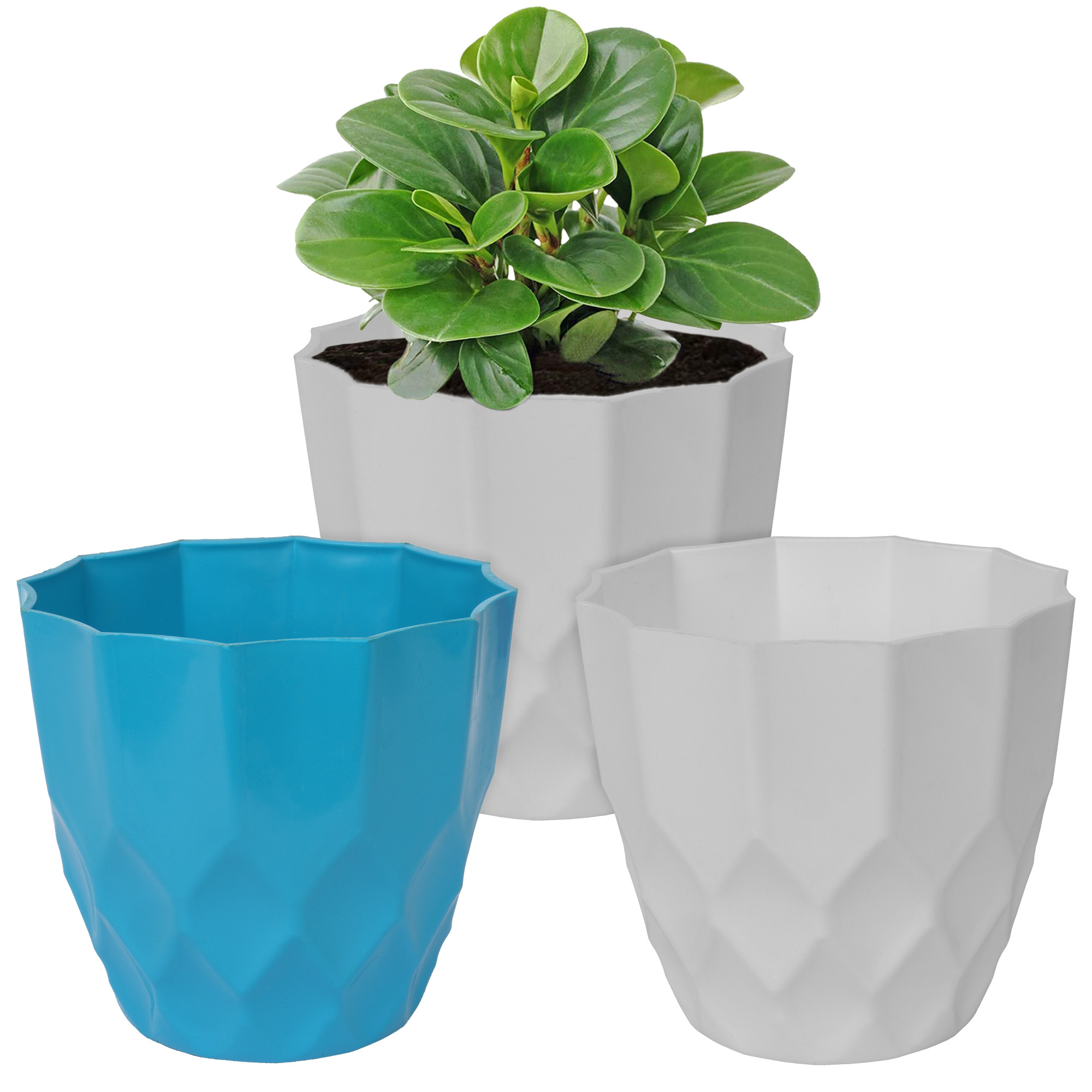 Kuber Industries Flower Pot | Flower Planter Pots for Indoor | Flower Pots for Outdoor | Pot for Garden & Balcony Flowering | Flower Plants Pot | Barfi Flower Pot | 6 Inch | Pack of 3 | Multi