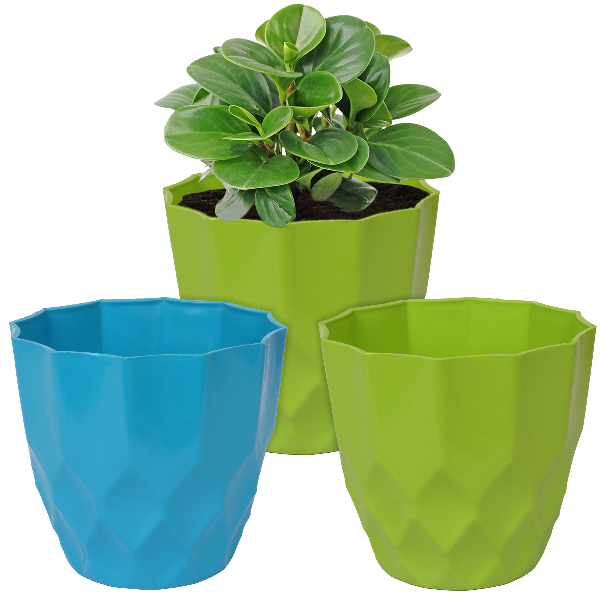 Kuber Industries Flower Pot | Flower Planter Pots for Indoor | Flower Pots for Outdoor | Pot for Garden & Balcony Flowering | Flower Plants Pot | Barfi Flower Pot | 6 Inch | Pack of 3 | Multi