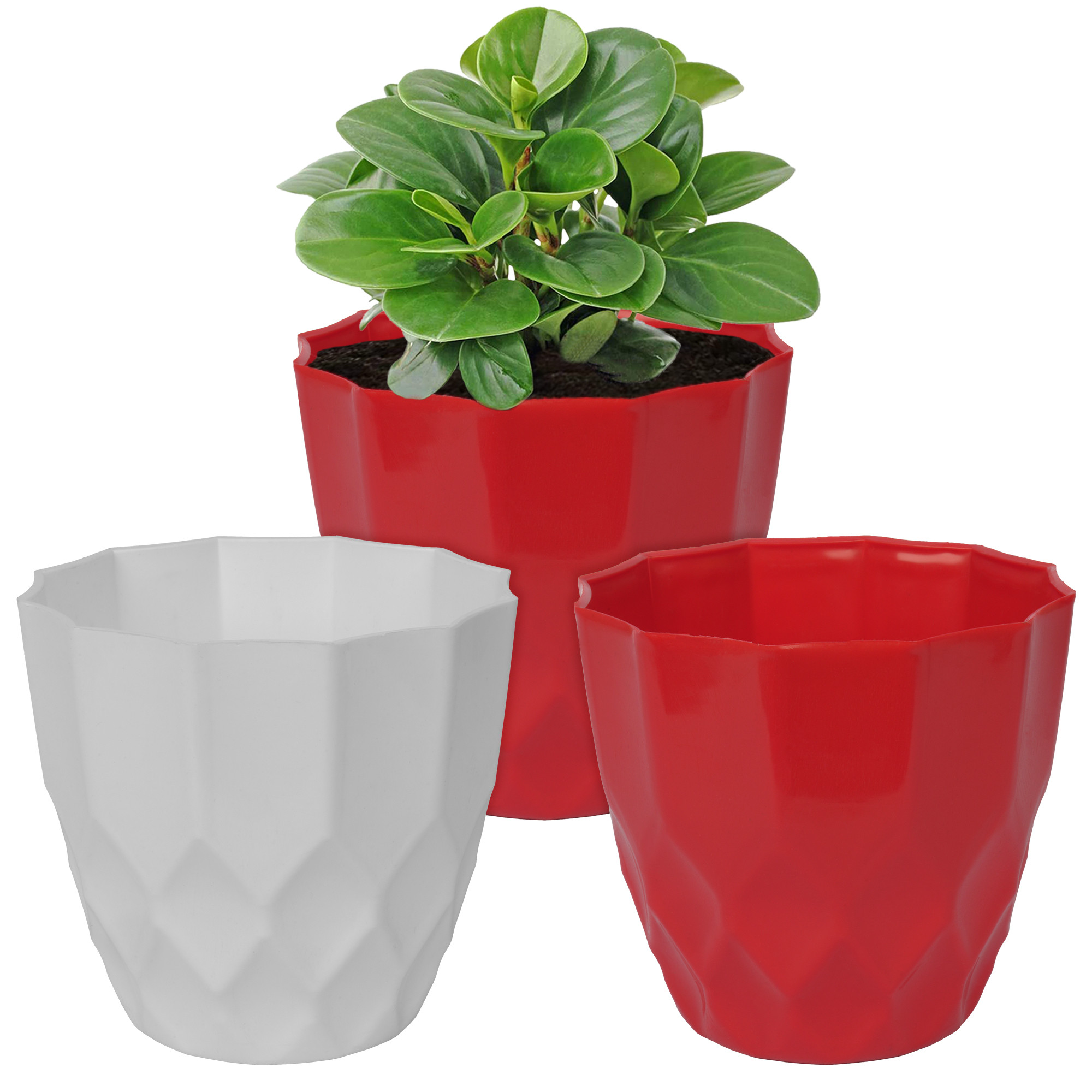 Kuber Industries Flower Pot | Flower Planter Pots for Indoor | Flower Pots for Outdoor | Pot for Garden & Balcony Flowering | Flower Plants Pot | Barfi Flower Pot | 6 Inch | Pack of 3 | Multi