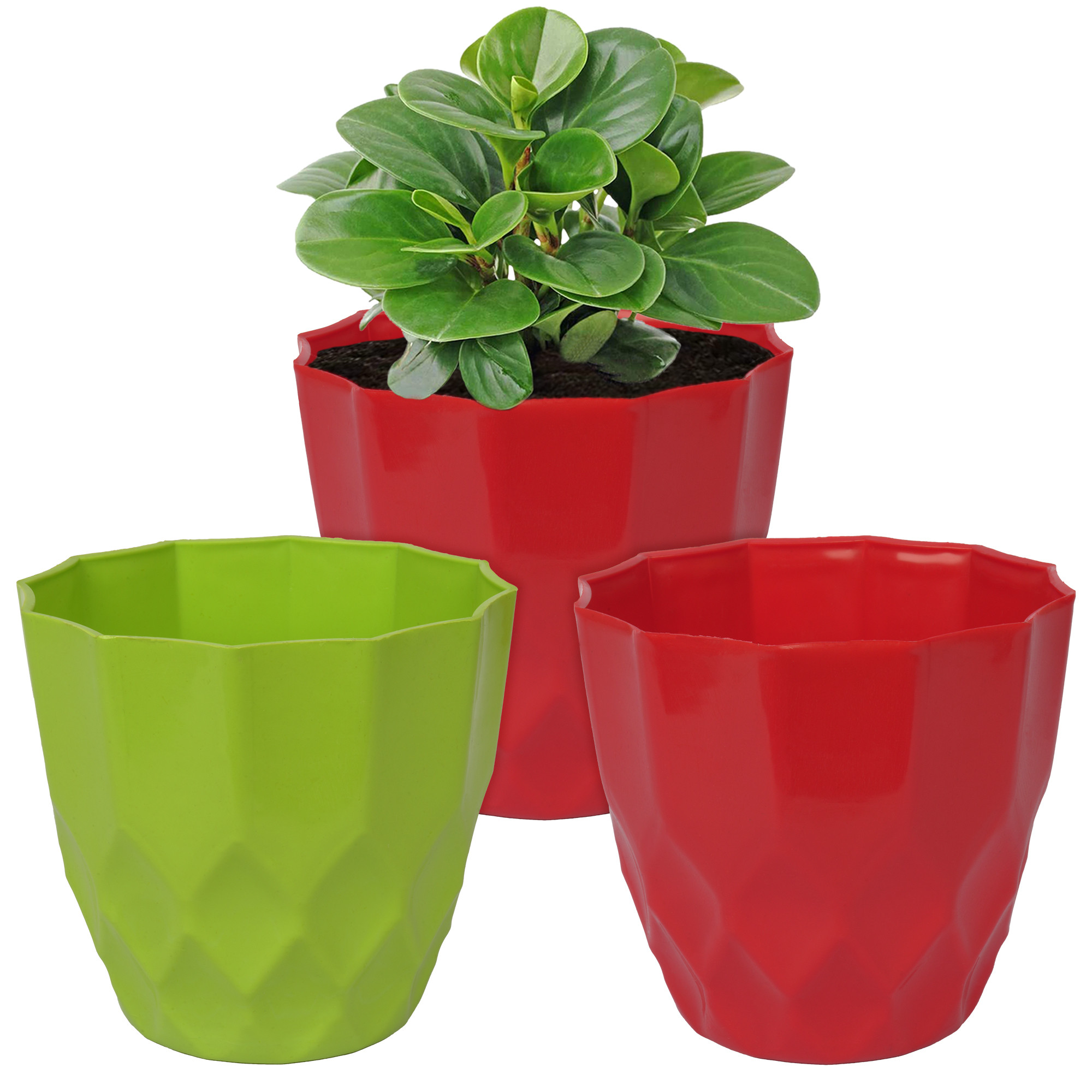 Kuber Industries Flower Pot | Flower Planter Pots for Indoor | Flower Pots for Outdoor | Pot for Garden & Balcony Flowering | Flower Plants Pot | Barfi Flower Pot | 6 Inch | Pack of 3 | Multi