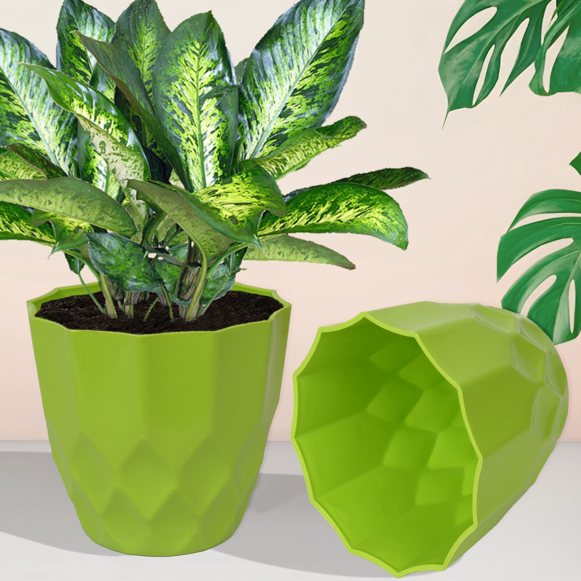 Kuber Industries Flower Pot | Flower Planter Pots for Indoor | Flower Pots for Outdoor | Pot for Garden & Balcony Flowering | Flower Plants Pot | Barfi Flower Pot | 6 Inch | Pack of 3 | Multi
