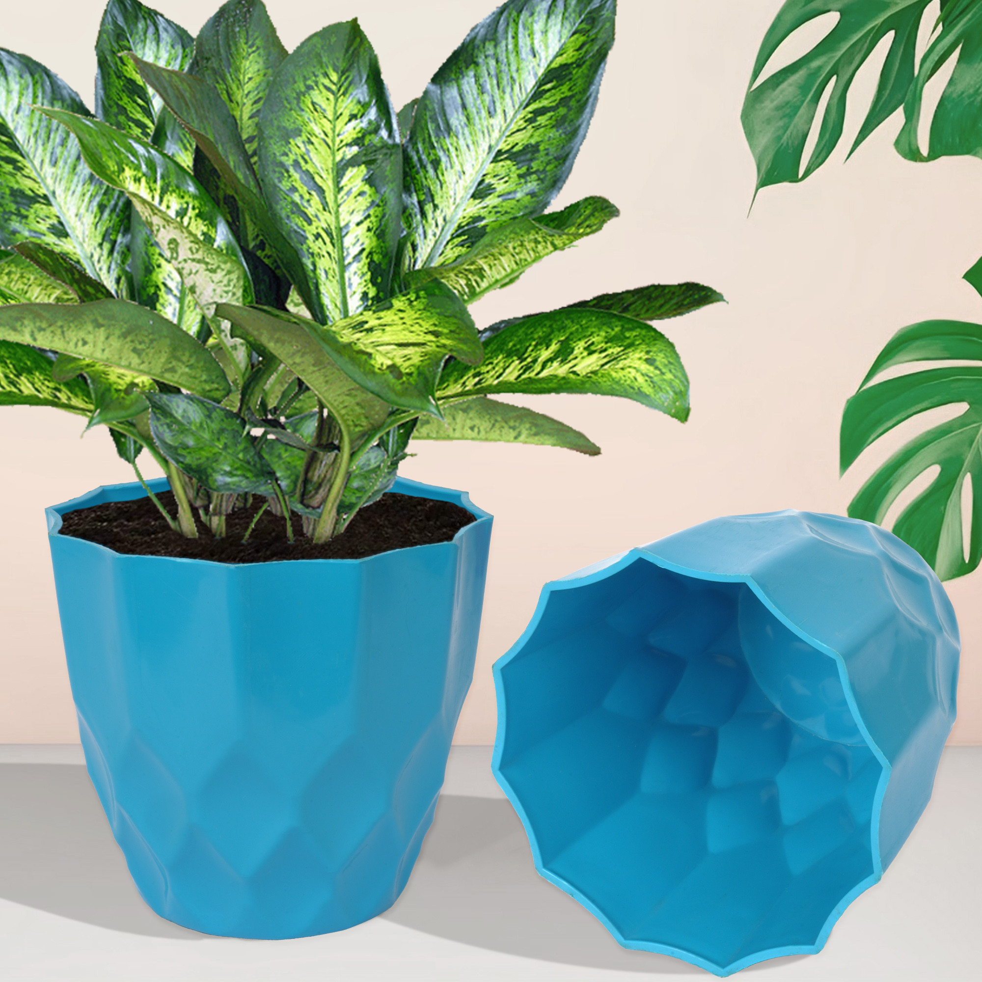 Kuber Industries Flower Pot | Flower Planter Pots for Indoor | Flower Pots for Outdoor | Pot for Garden & Balcony Flowering | Flower Plants Pot | Barfi Flower Pot | 6 Inch | Pack of 4 | Multi