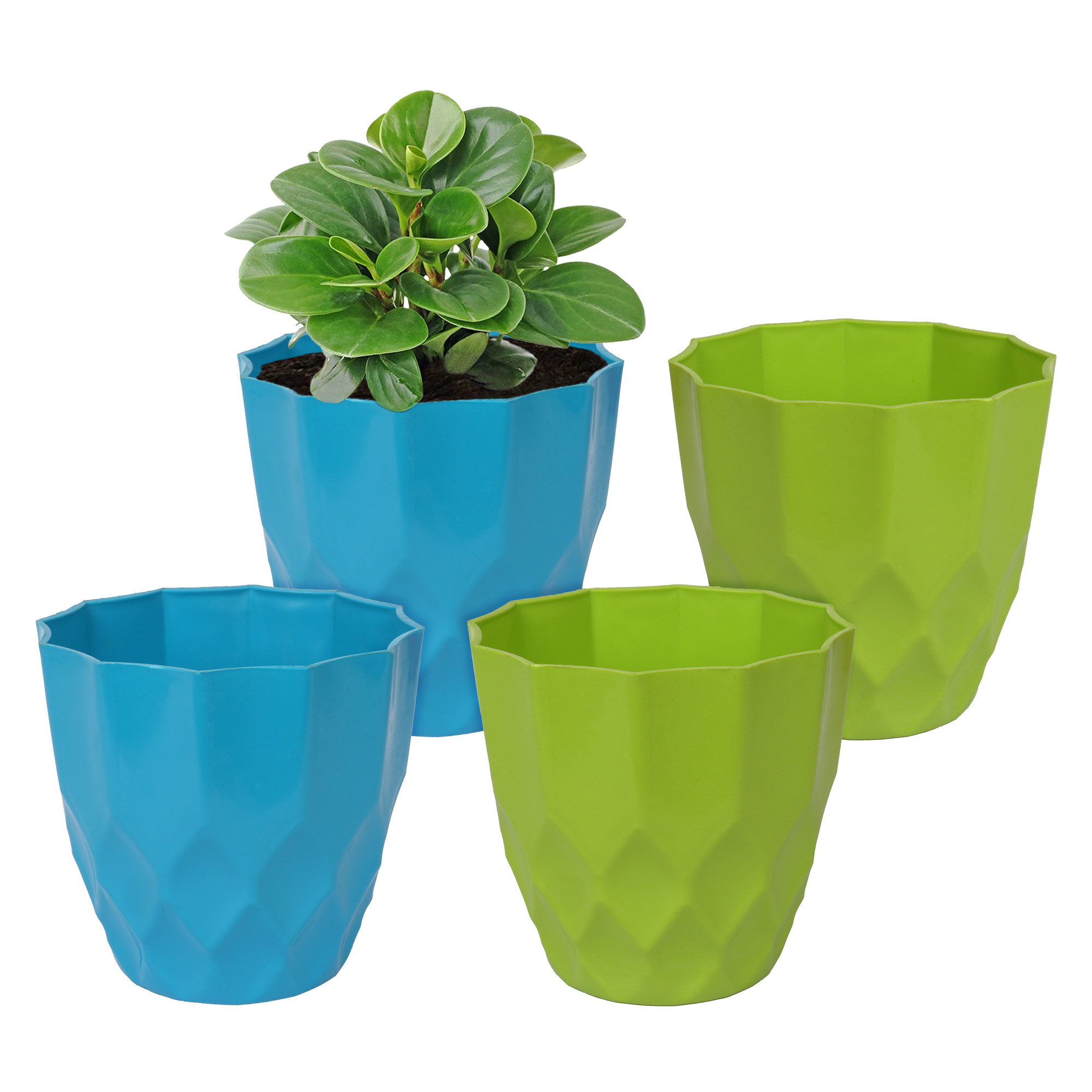 Kuber Industries Flower Pot | Flower Planter Pots for Indoor | Flower Pots for Outdoor | Pot for Garden & Balcony Flowering | Flower Plants Pot | Barfi Flower Pot | 6 Inch | Pack of 4 | Multi