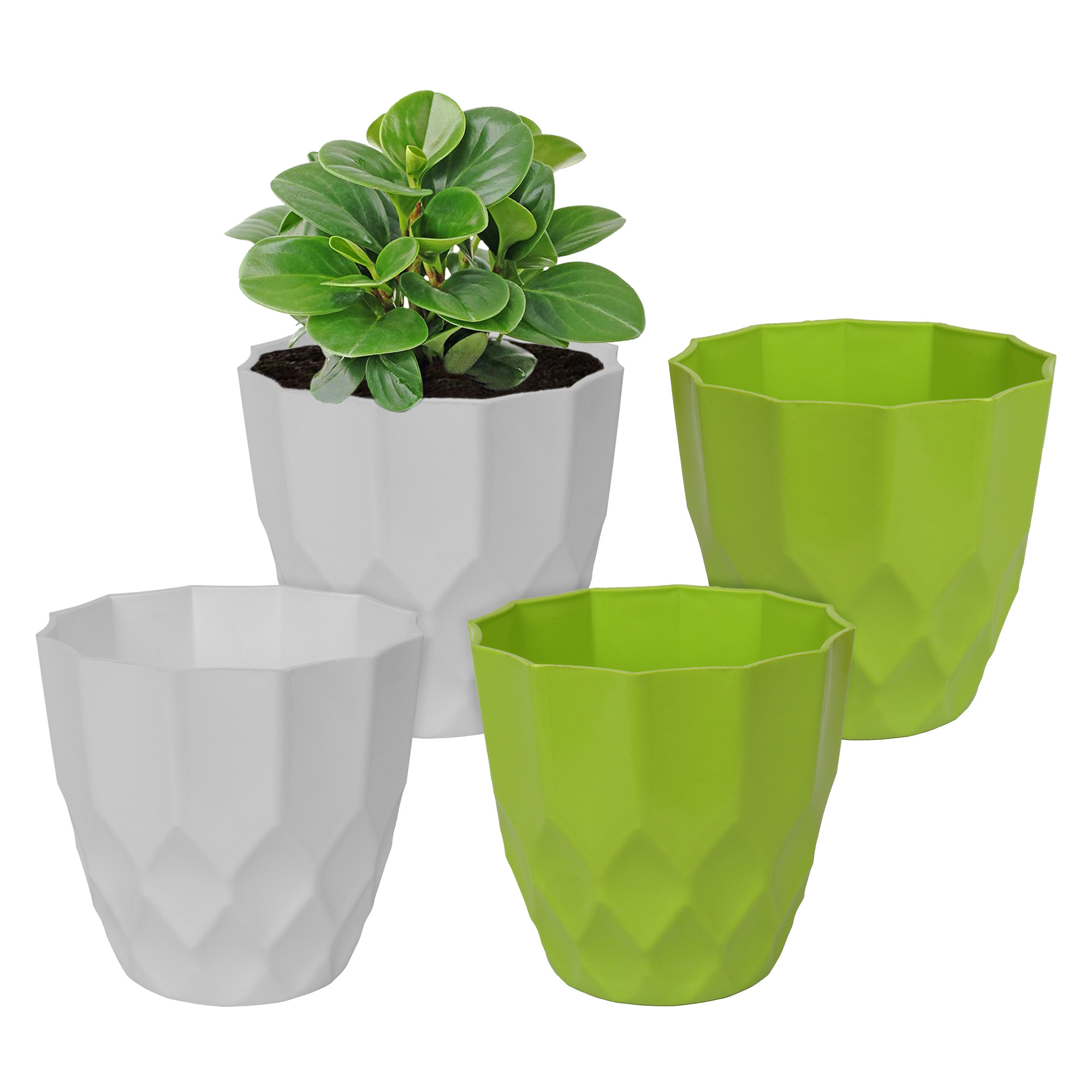 Kuber Industries Flower Pot | Flower Planter Pots for Indoor | Flower Pots for Outdoor | Pot for Garden & Balcony Flowering | Flower Plants Pot | Barfi Flower Pot | 6 Inch | Pack of 4 | Multi