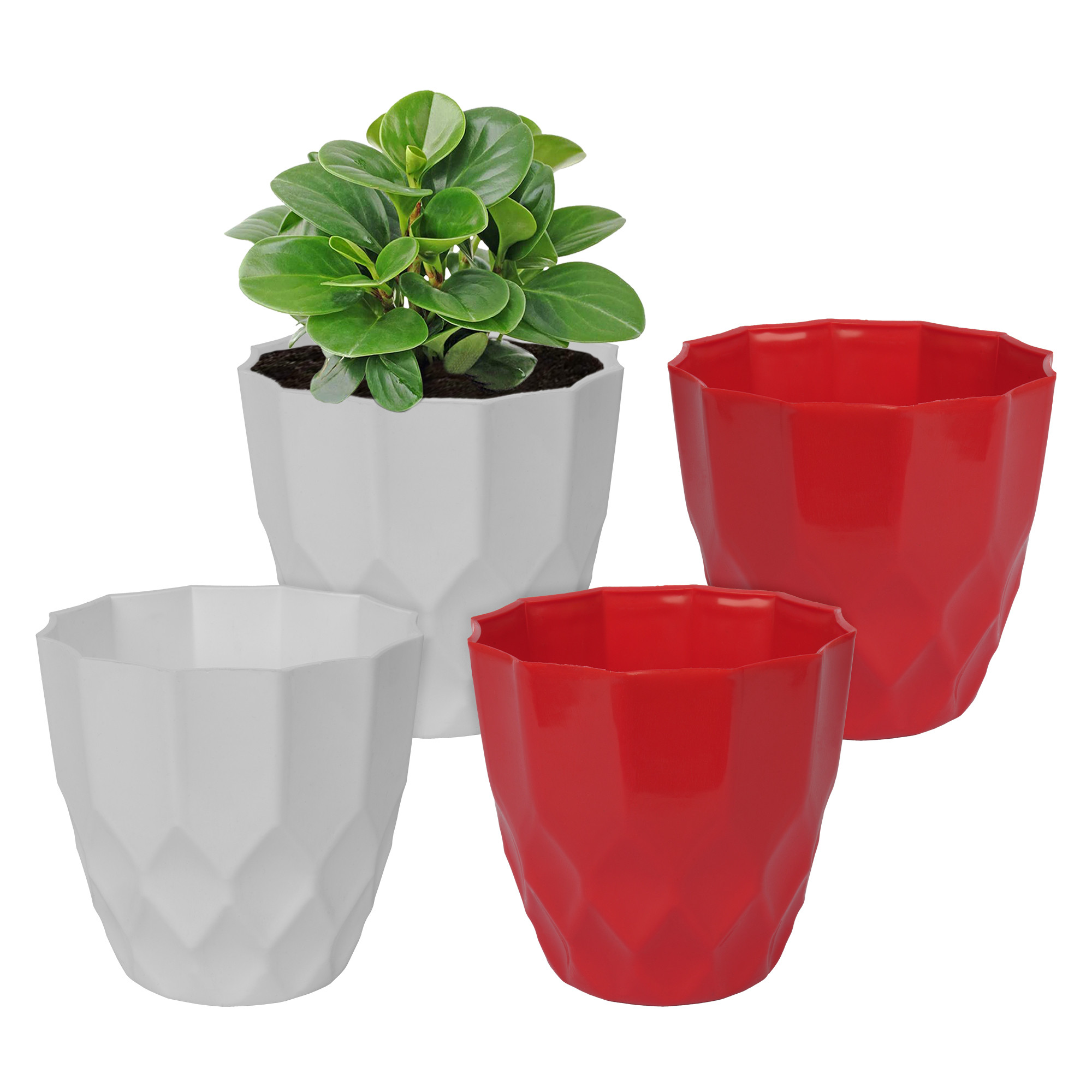Kuber Industries Flower Pot | Flower Planter Pots for Indoor | Flower Pots for Outdoor | Pot for Garden & Balcony Flowering | Flower Plants Pot | Barfi Flower Pot | 6 Inch | Pack of 4 | Multi