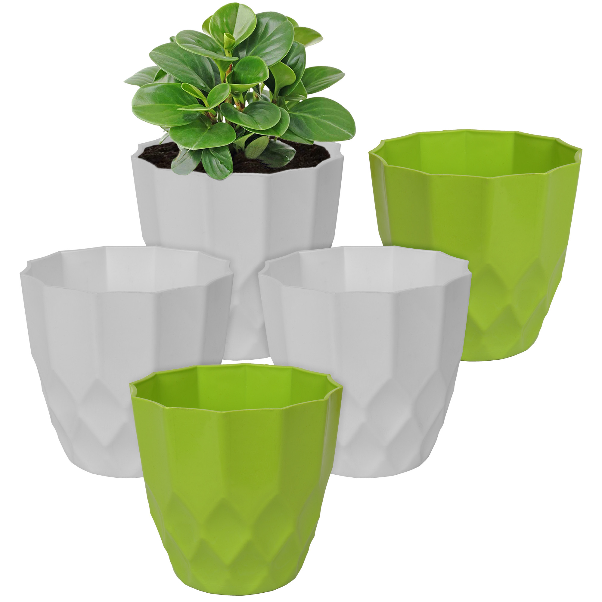 Kuber Industries Flower Pot | Flower Planter Pots for Indoor | Flower Pots for Outdoor | Pot for Garden & Balcony Flowering | Flower Plants Pot | Barfi Flower Pot | 6 Inch | Pack of 5 | Multi