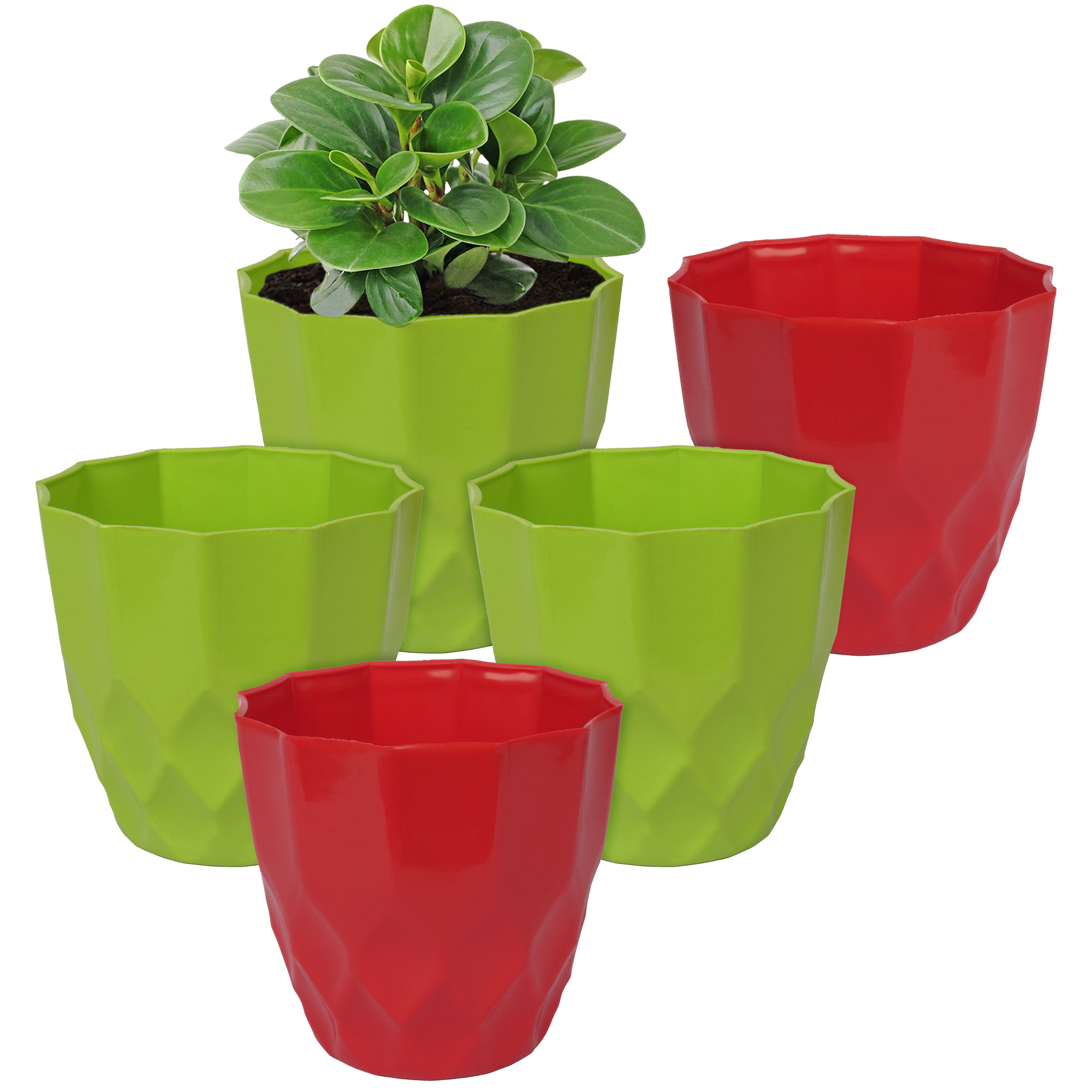 Kuber Industries Flower Pot | Flower Planter Pots for Indoor | Flower Pots for Outdoor | Pot for Garden & Balcony Flowering | Flower Plants Pot | Barfi Flower Pot | 6 Inch | Pack of 5 | Multi