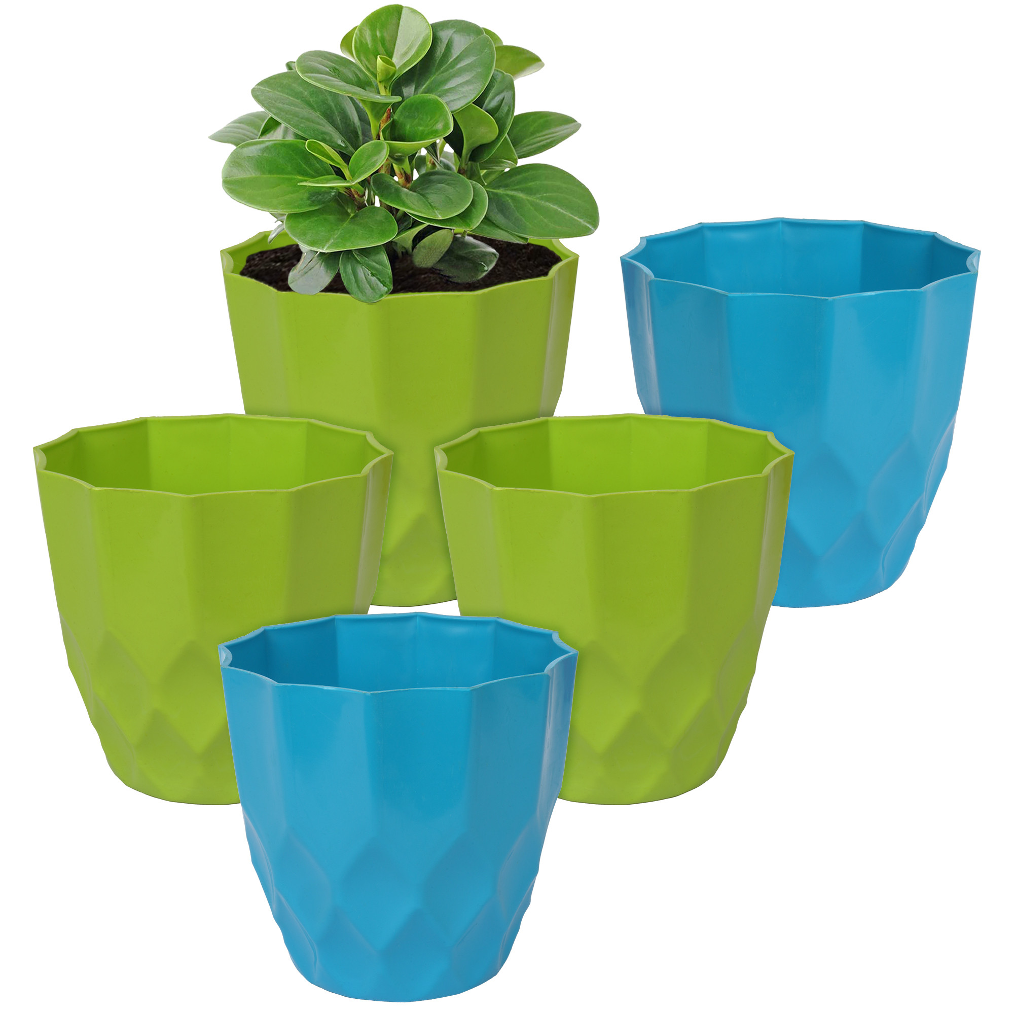 Kuber Industries Flower Pot | Flower Planter Pots for Indoor | Flower Pots for Outdoor | Pot for Garden & Balcony Flowering | Flower Plants Pot | Barfi Flower Pot | 6 Inch | Pack of 5 | Multi