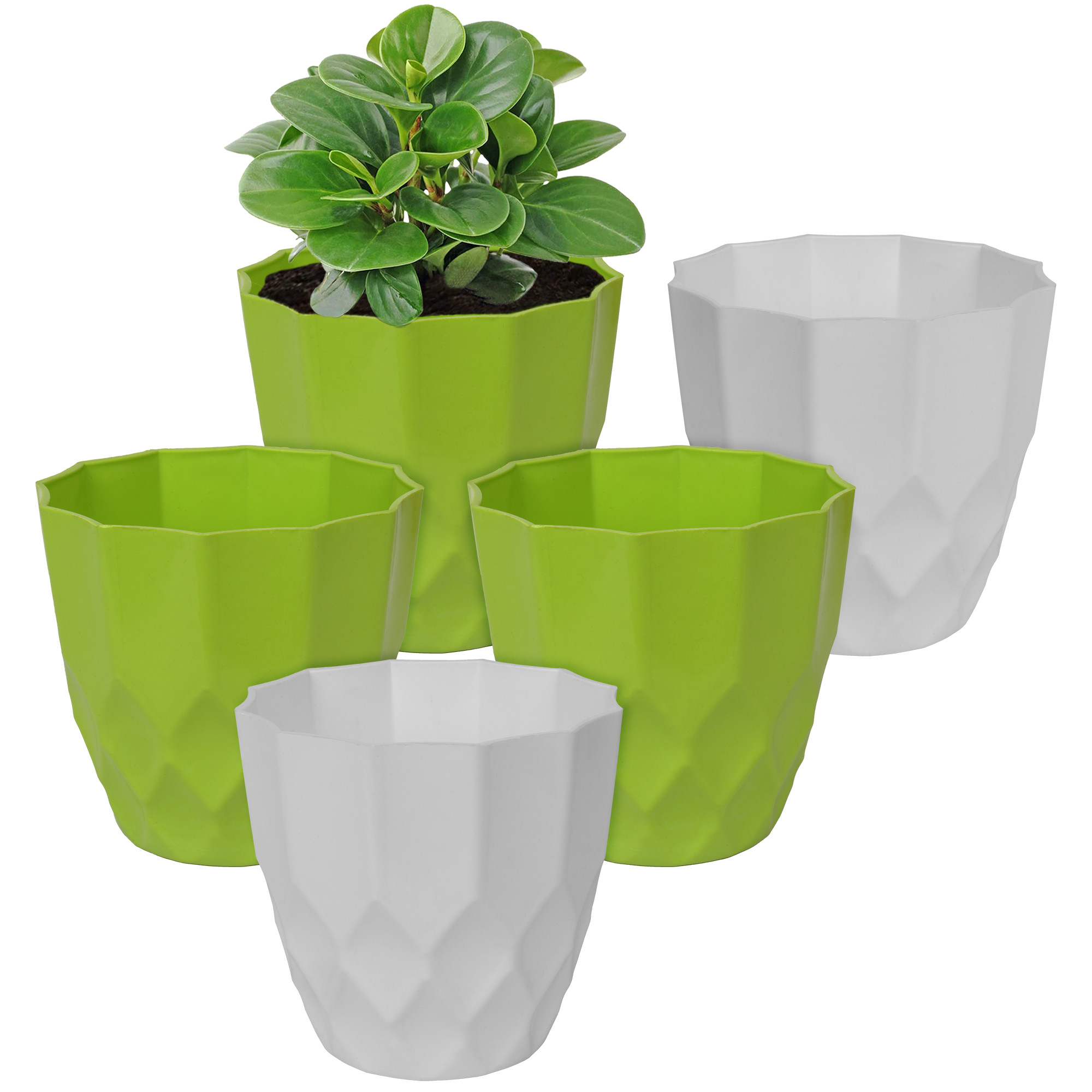 Kuber Industries Flower Pot | Flower Planter Pots for Indoor | Flower Pots for Outdoor | Pot for Garden & Balcony Flowering | Flower Plants Pot | Barfi Flower Pot | 6 Inch | Pack of 5 | Multi