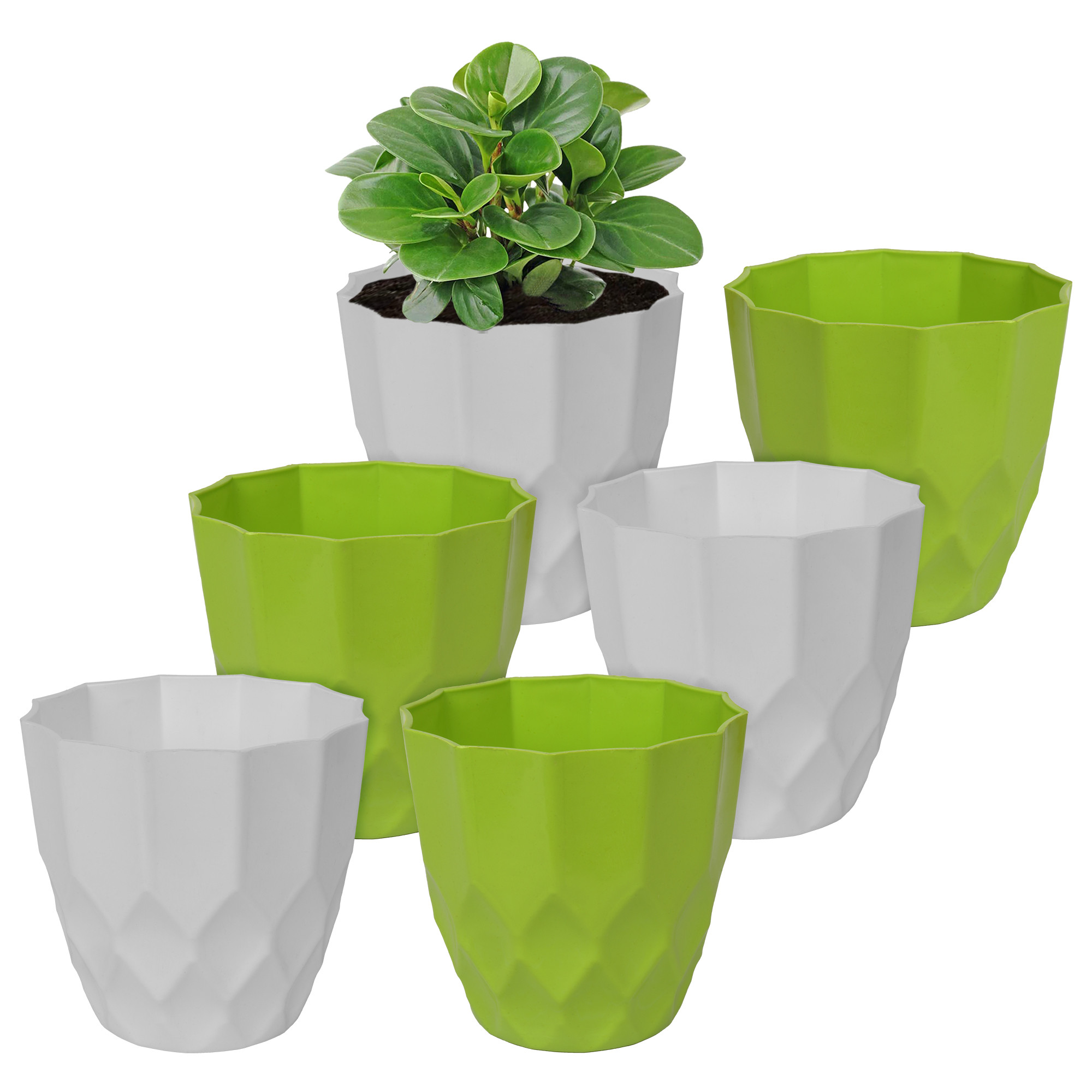 Kuber Industries Flower Pot | Flower Planter Pots for Indoor | Flower Pots for Outdoor | Pot for Garden & Balcony Flowering | Flower Plants Pot | Barfi Flower Pot | 6 Inch | Pack of 6 | Multi