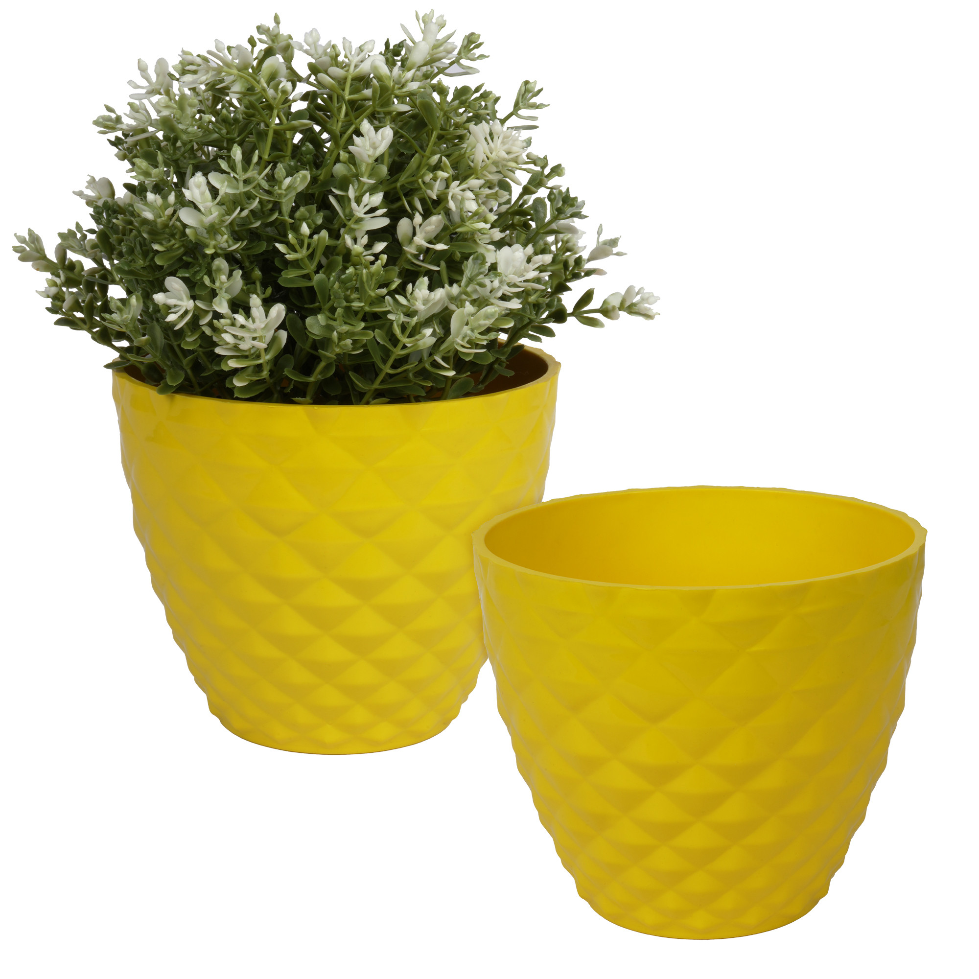 Kuber Industries Flower Pot | Flower Planter Pots for Indoor | Flower Pots for Outdoor | Pot for Garden & Balcony Flowering | Flower Plants Pot | Diamond Flower Pot | 6 Inch | Yellow