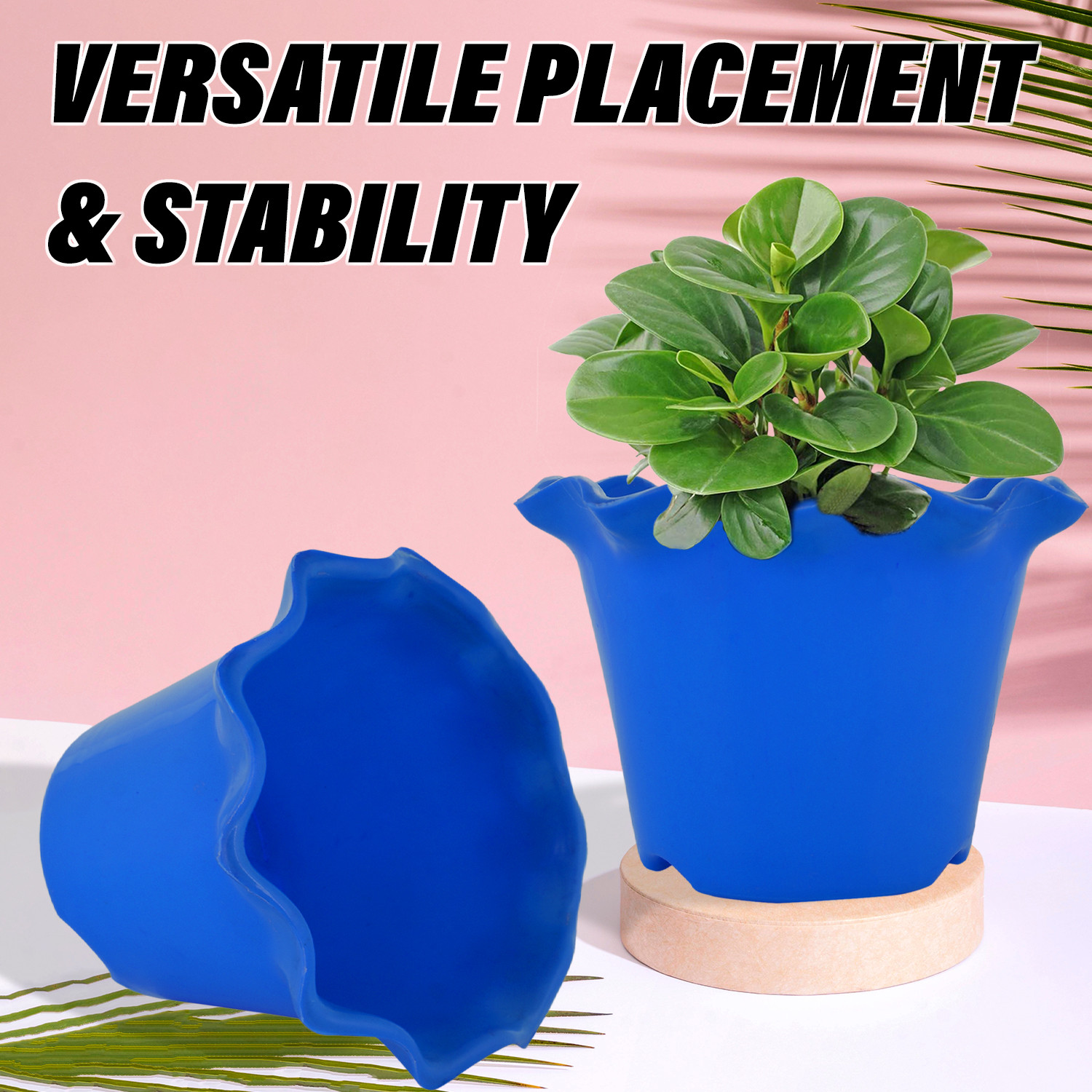 Kuber Industries Flower Pot | Flower Planter Pots for Indoor | Flower Pots for Outdoor | Pot for Garden & Balcony Flowering | Flower Plants Pot | Blossom Flower Pot | 8 Inch | Blue