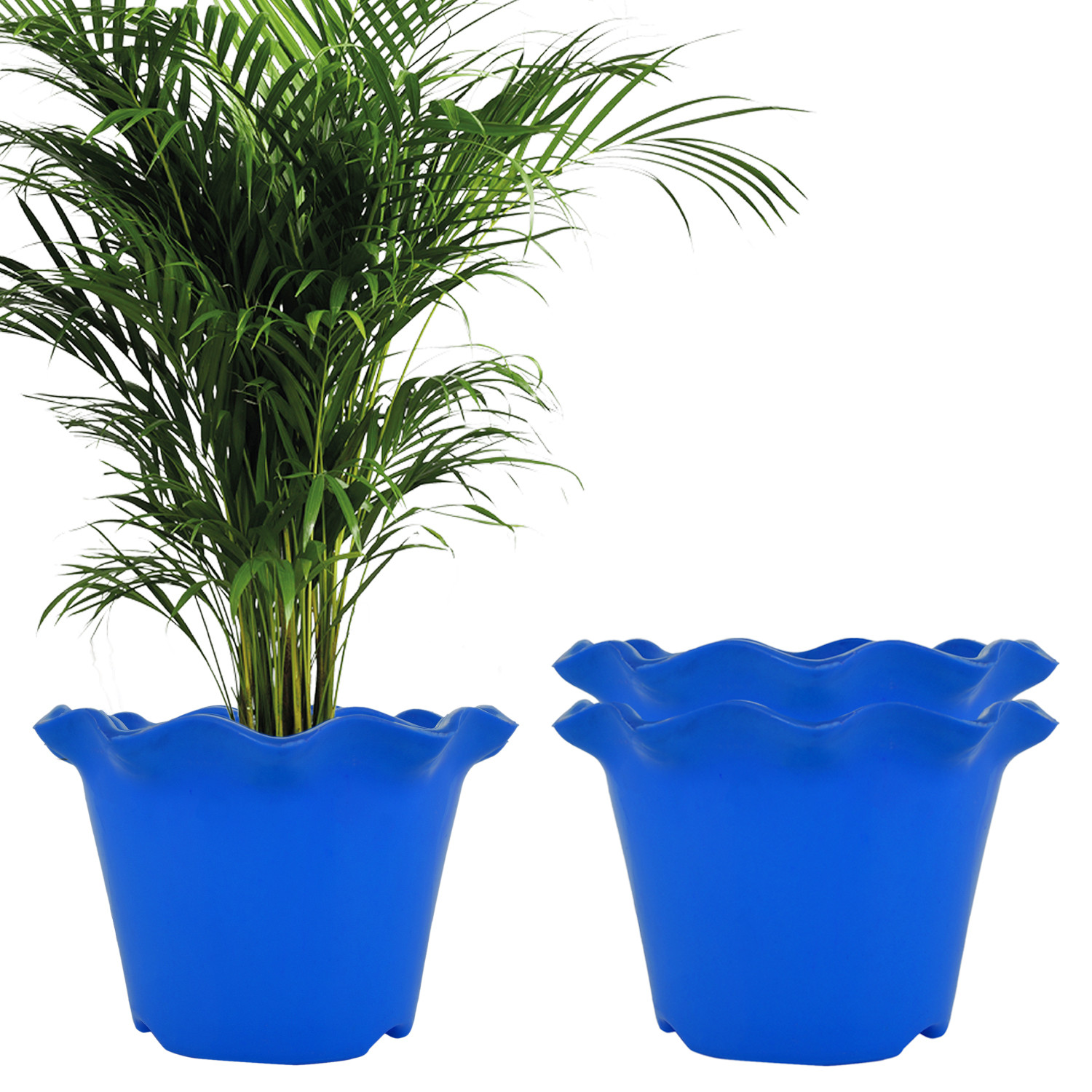 Kuber Industries Flower Pot | Flower Planter Pots for Indoor | Flower Pots for Outdoor | Pot for Garden & Balcony Flowering | Flower Plants Pot | Blossom Flower Pot | 8 Inch | Blue