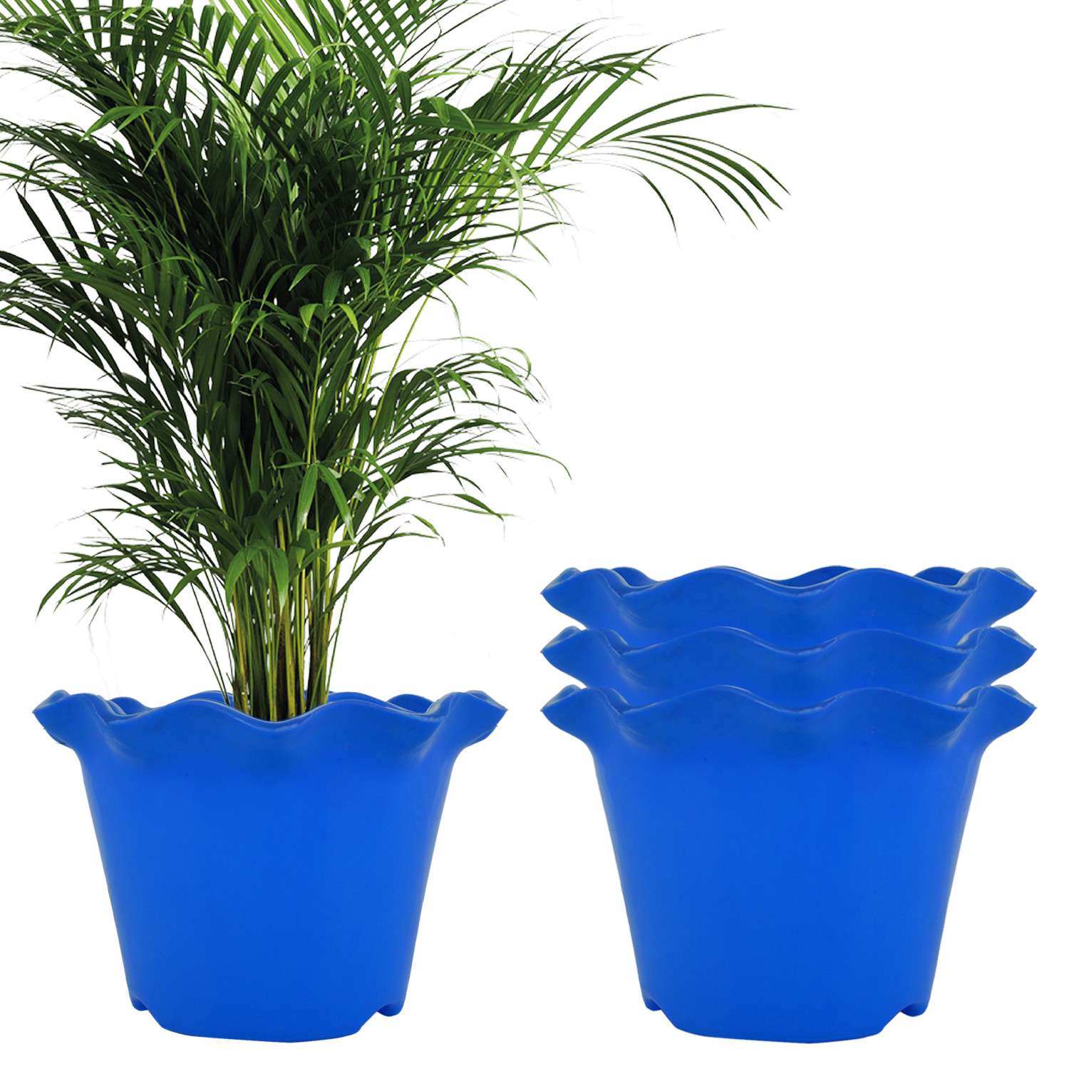 Kuber Industries Flower Pot | Flower Planter Pots for Indoor | Flower Pots for Outdoor | Pot for Garden & Balcony Flowering | Flower Plants Pot | Blossom Flower Pot | 8 Inch | Blue