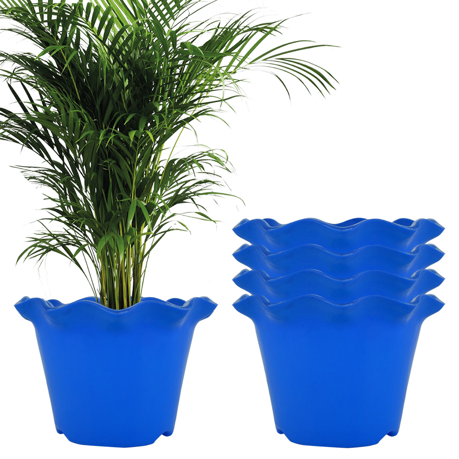 Kuber Industries Flower Pot | Flower Planter Pots for Indoor | Flower Pots for Outdoor | Pot for Garden & Balcony Flowering | Flower Plants Pot | Blossom Flower Pot | 8 Inch | Blue
