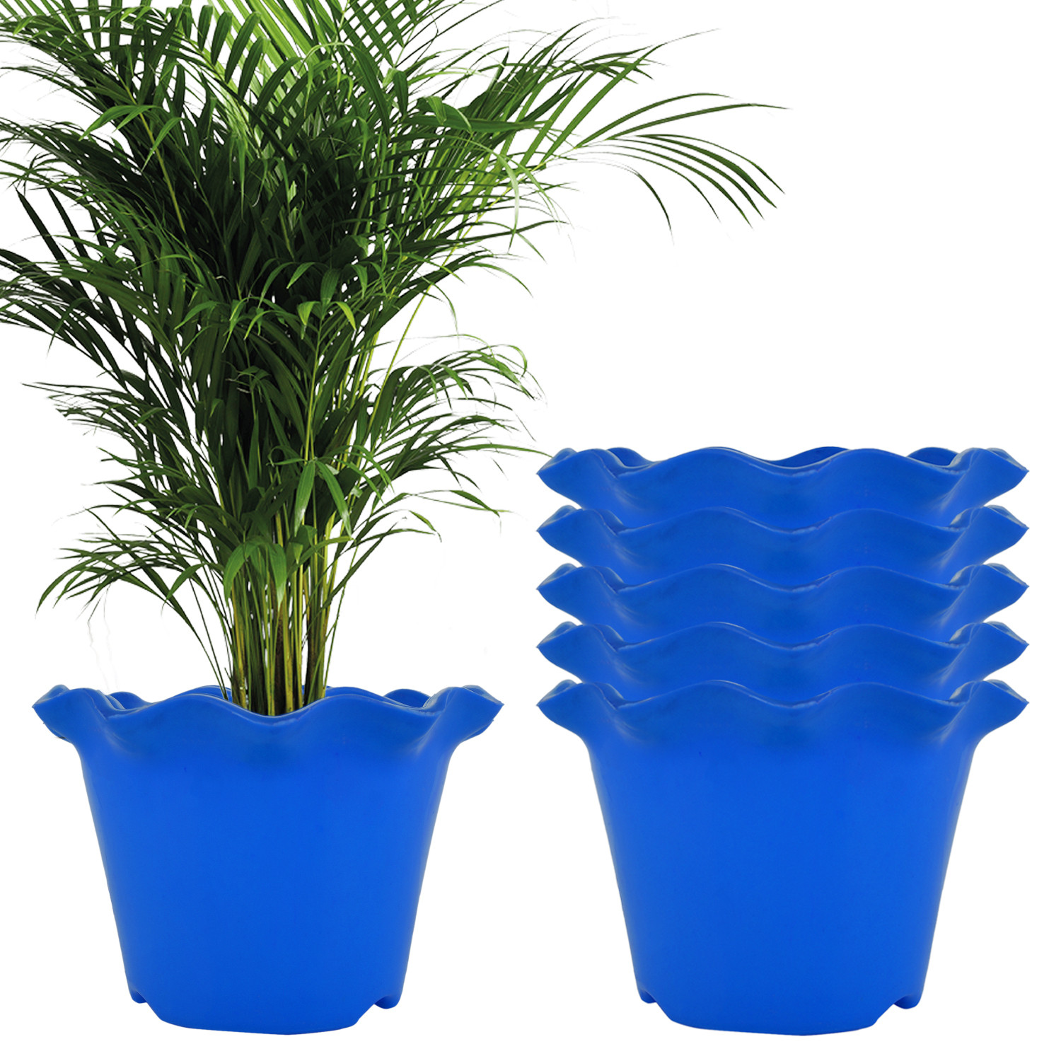Kuber Industries Flower Pot | Flower Planter Pots for Indoor | Flower Pots for Outdoor | Pot for Garden & Balcony Flowering | Flower Plants Pot | Blossom Flower Pot | 8 Inch | Blue