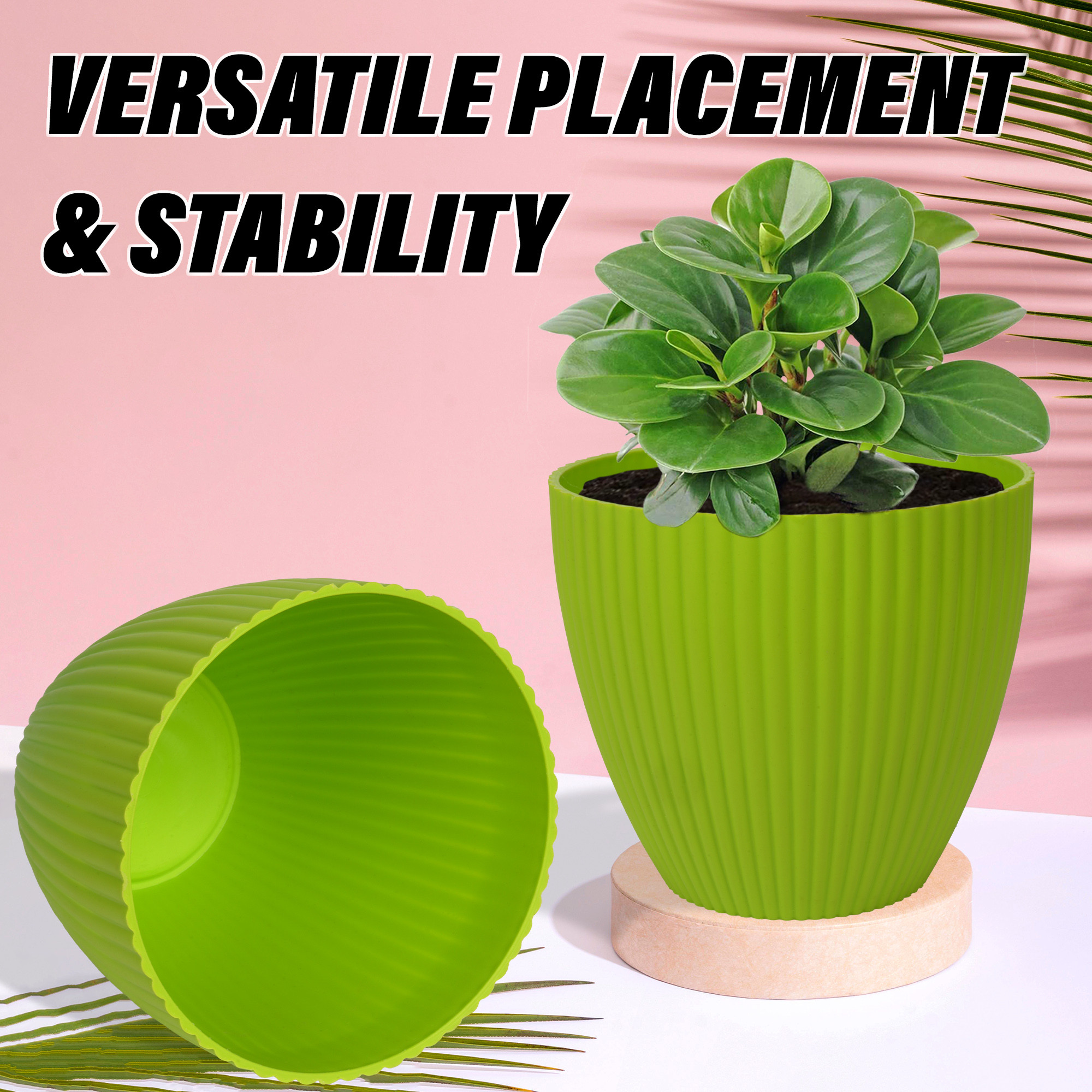Kuber Industries Flower Pot | Flower Planter Pots for Indoor | Flower Pots for Outdoor | Pot for Garden & Balcony Flowering | Flower Plants Pot | Mega Flower Pot | 6 Inch |Green