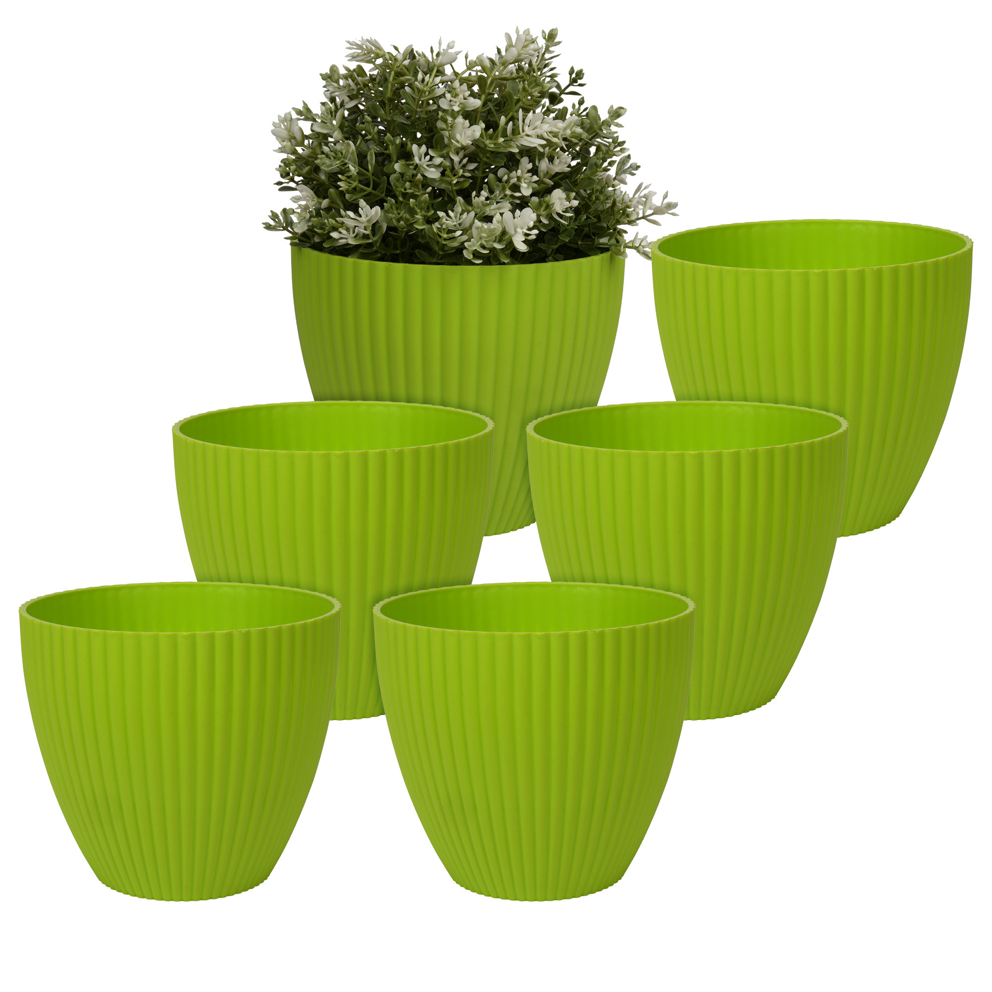 Kuber Industries Flower Pot | Flower Planter Pots for Indoor | Flower Pots for Outdoor | Pot for Garden & Balcony Flowering | Flower Plants Pot | Mega Flower Pot | 6 Inch |Green