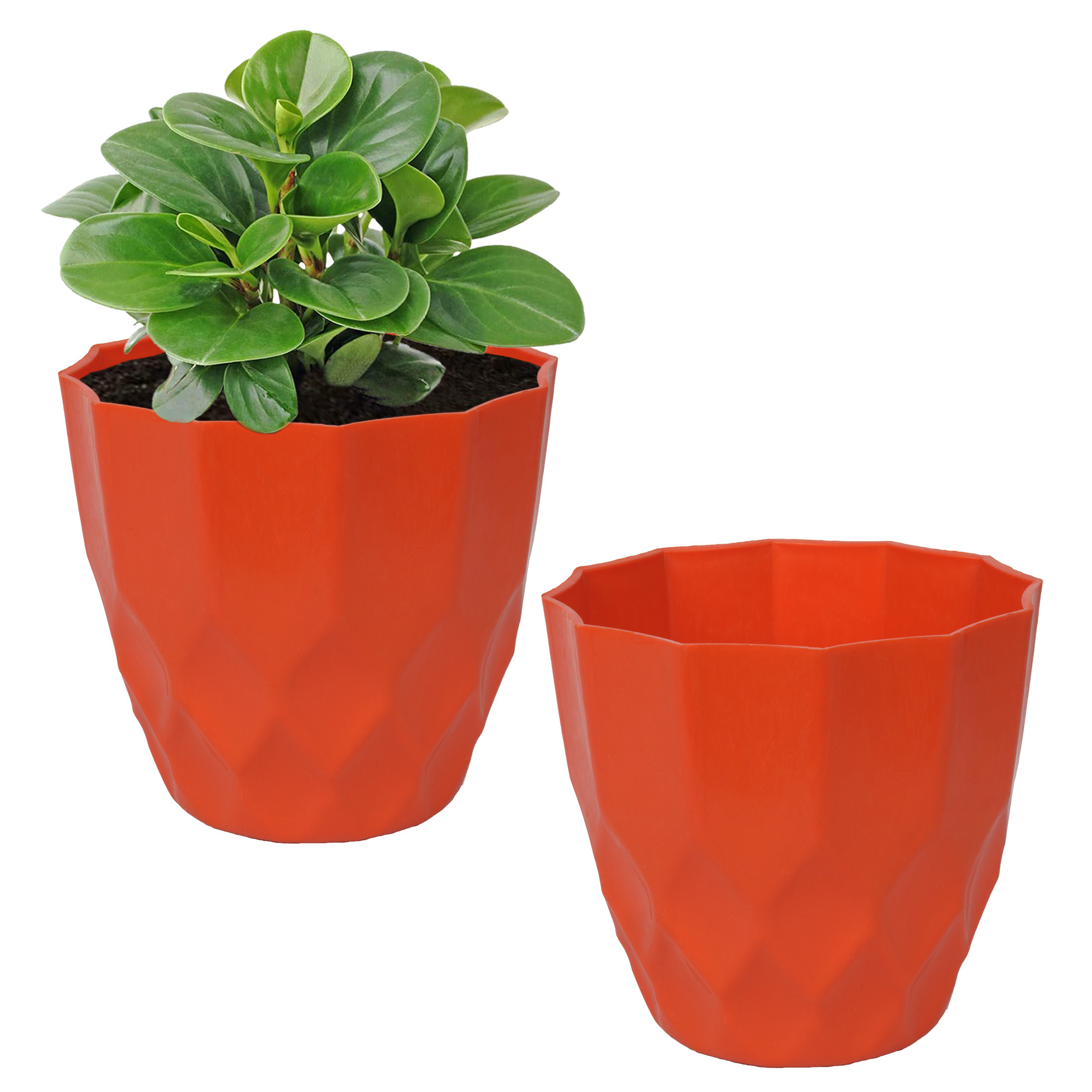 Kuber Industries Flower Pot | Flower Planter Pots for Indoor | Flower Pots for Outdoor | Pot for Garden & Balcony Flowering | Flower Plants Pot | Barfi Flower Pot | 6 Inch| Orange