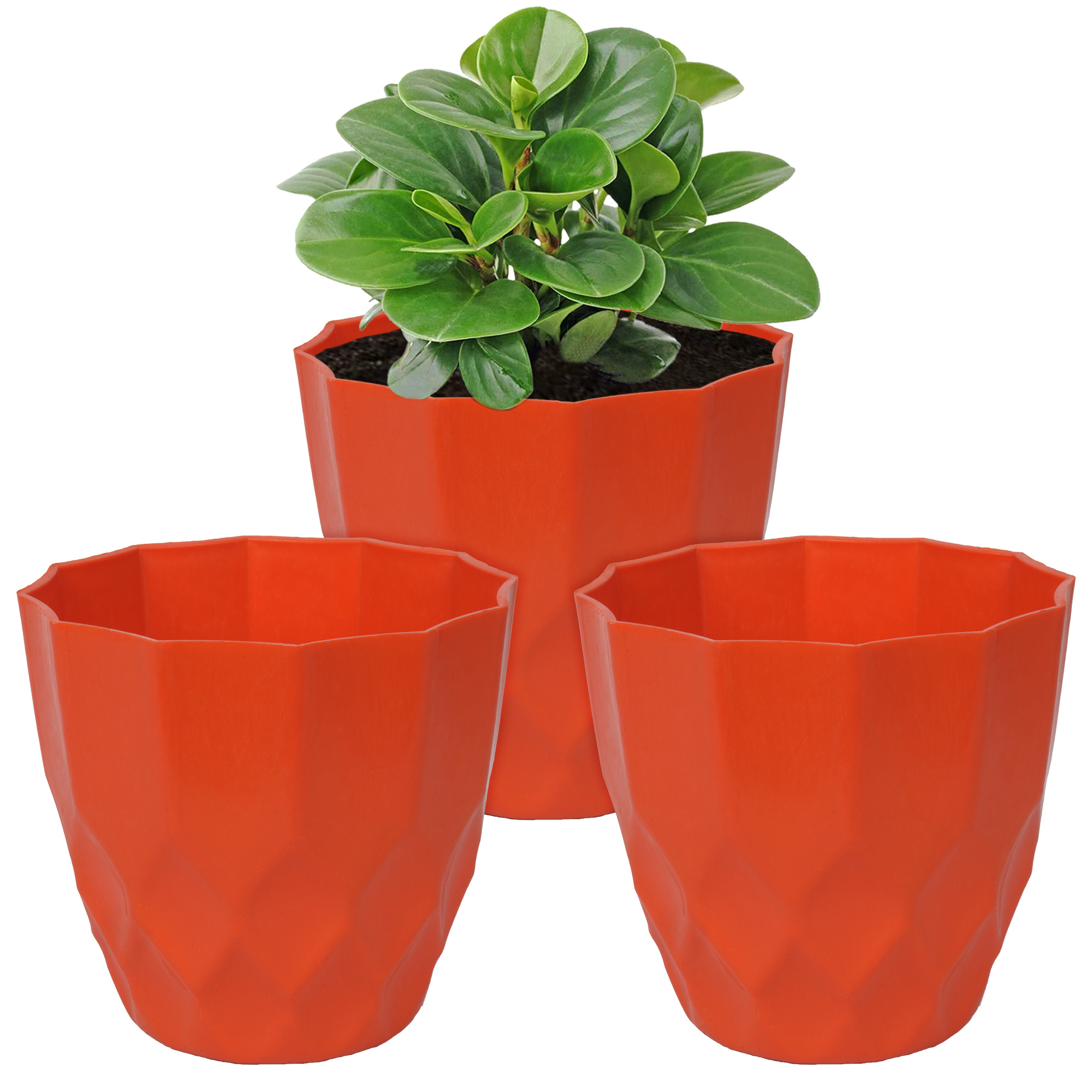 Kuber Industries Flower Pot | Flower Planter Pots for Indoor | Flower Pots for Outdoor | Pot for Garden & Balcony Flowering | Flower Plants Pot | Barfi Flower Pot | 6 Inch| Orange
