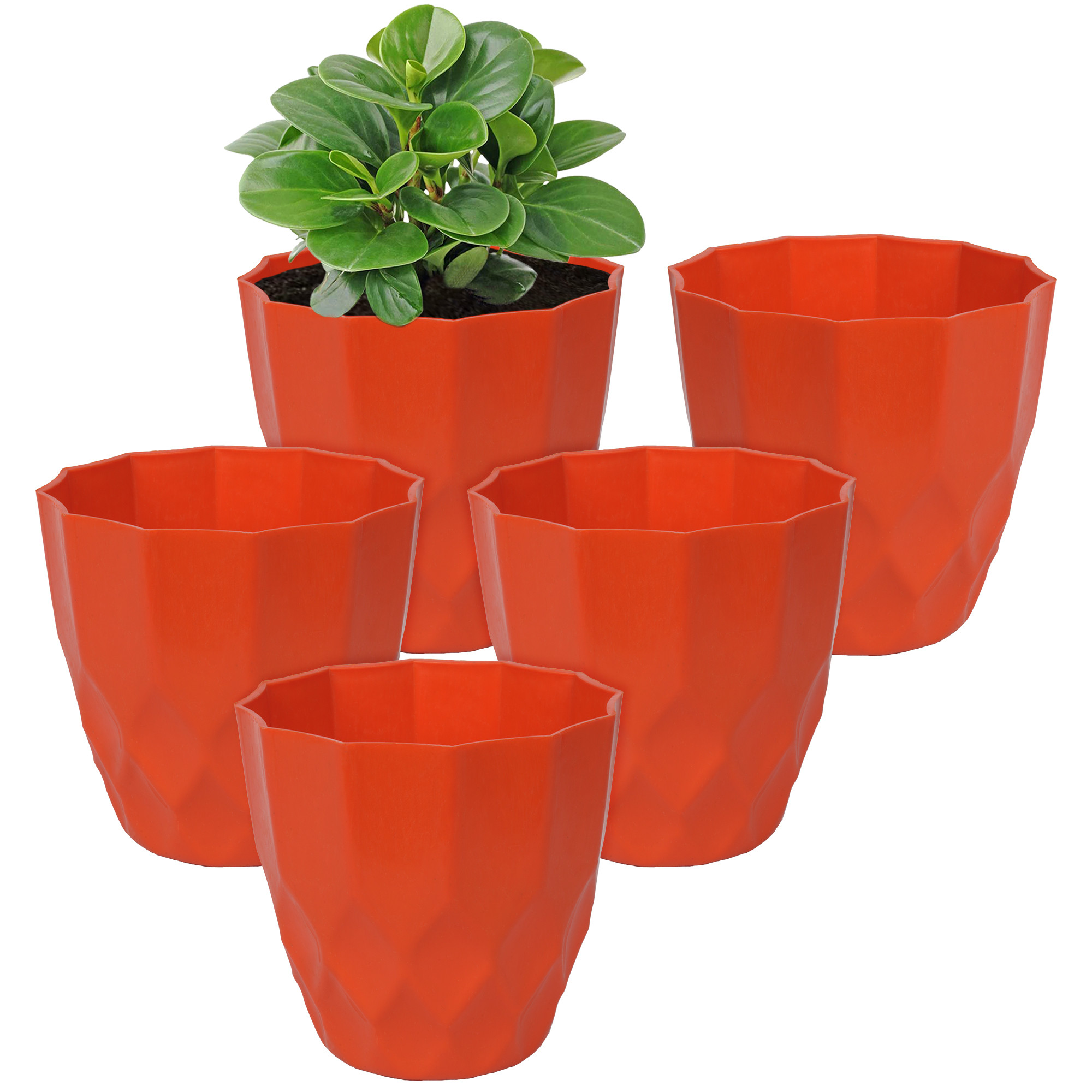 Kuber Industries Flower Pot | Flower Planter Pots for Indoor | Flower Pots for Outdoor | Pot for Garden & Balcony Flowering | Flower Plants Pot | Barfi Flower Pot | 6 Inch| Orange