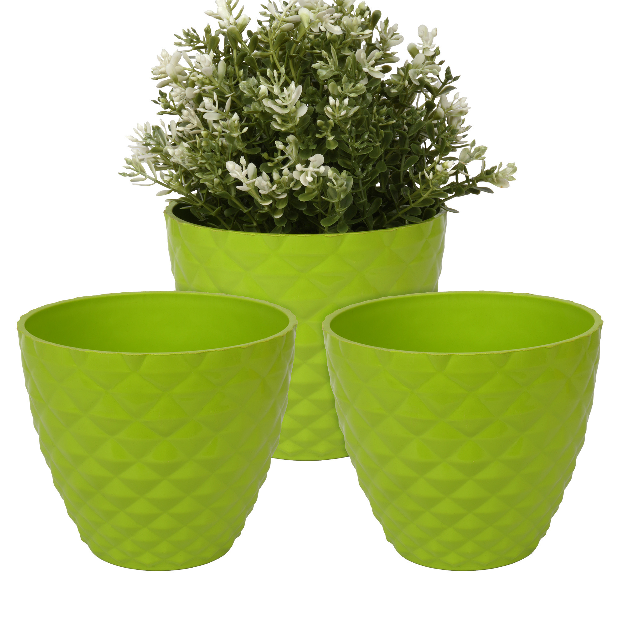 Kuber Industries Flower Pot | Flower Planter Pots for Indoor | Flower Pots for Outdoor | Pot for Garden & Balcony Flowering | Flower Plants Pot | Diamond Flower Pot | 6 Inch |Green